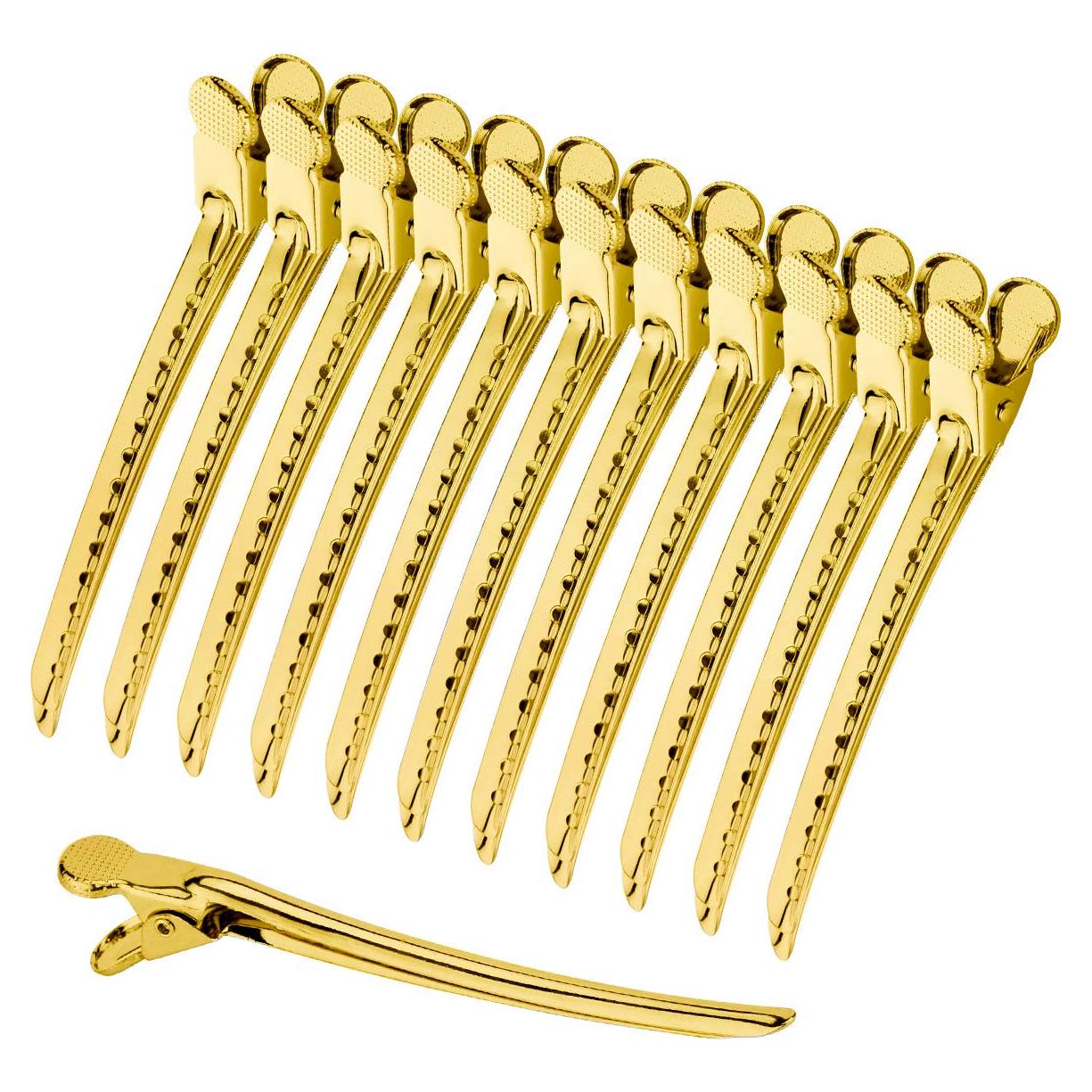 Pinzas de acero inoxidable RSV para cabello - 12 clips oro