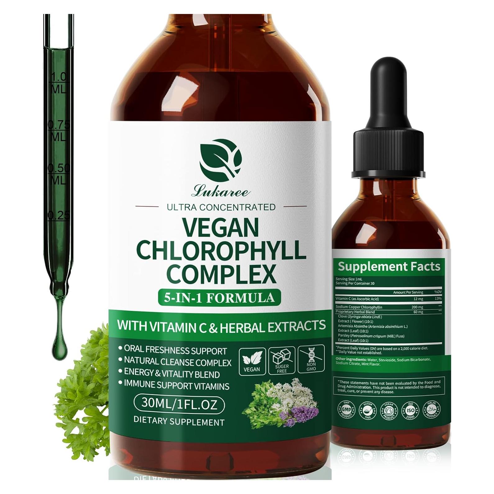 Gotas Líquidas de Clorofila 200mg Lukaree - Sabor Menta 30ml