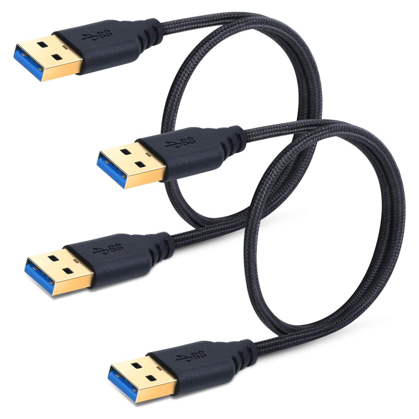 Cable USB 3.0 Tipo A Macho a Macho 1.5ft Besgoods - Paquete de 2