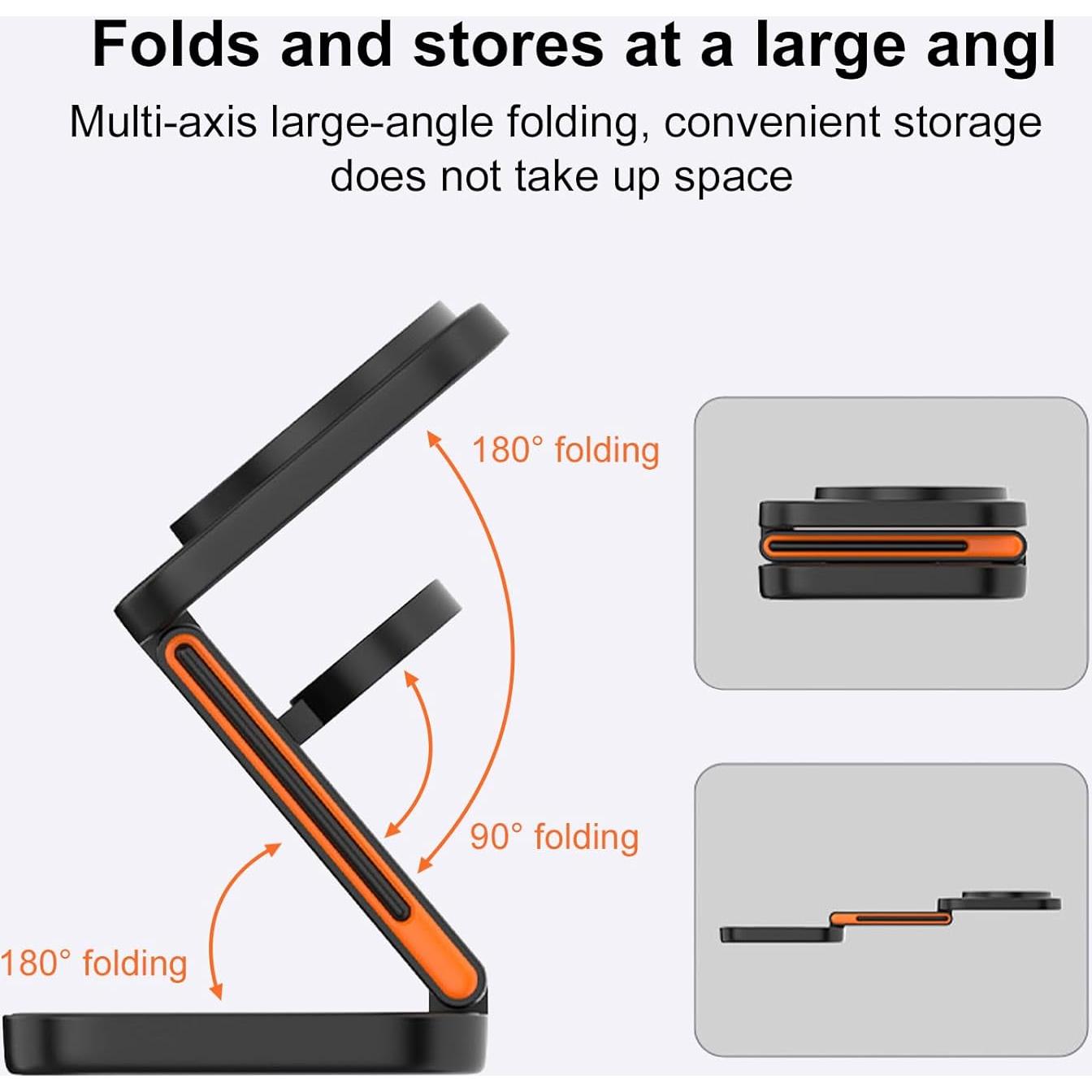 Cargador Inalámbrico 3 en 1 EFAITHFIX Plegable Negro