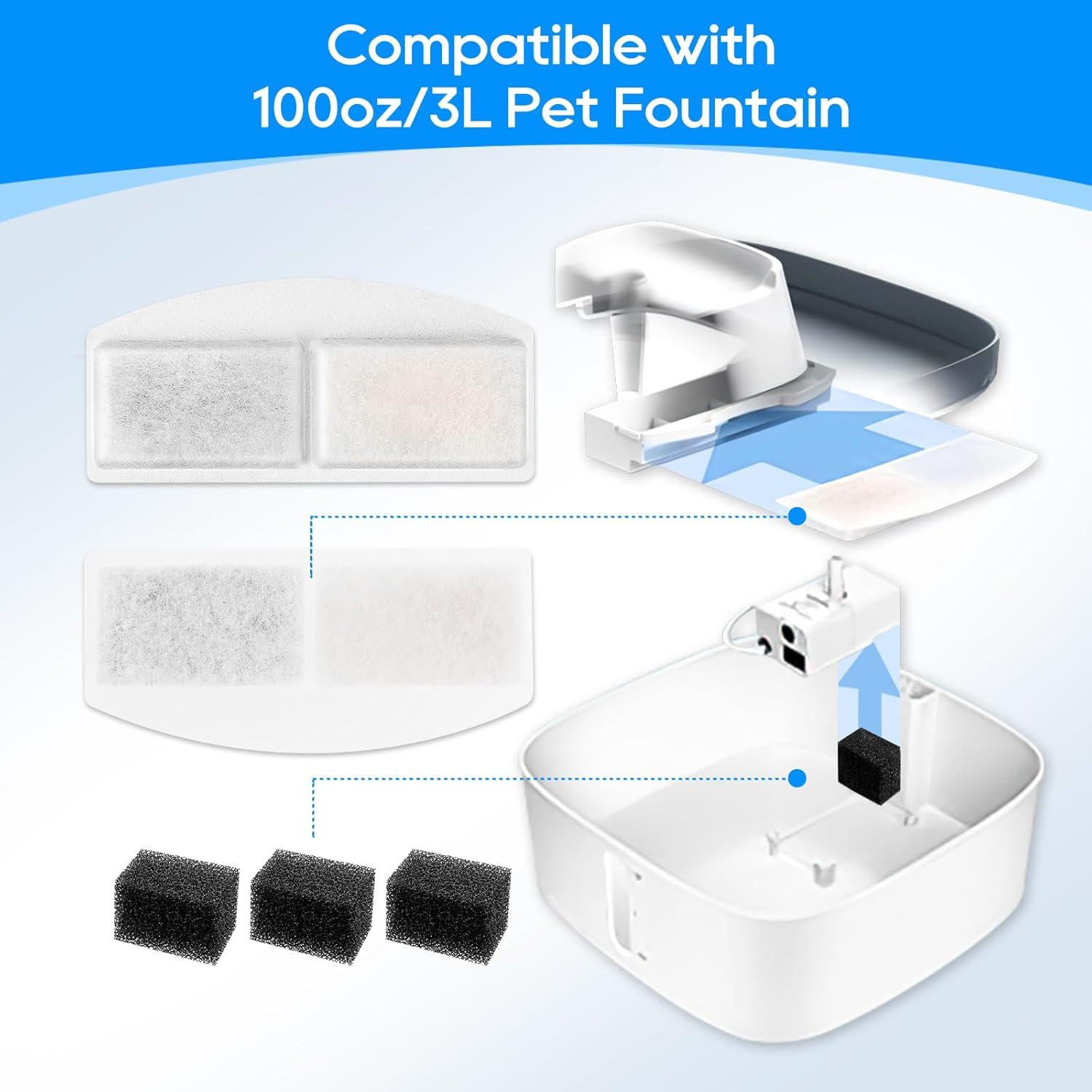 Paquete de 16 Filtros y Esponjas para Fuente de Agua MyfatBOSS