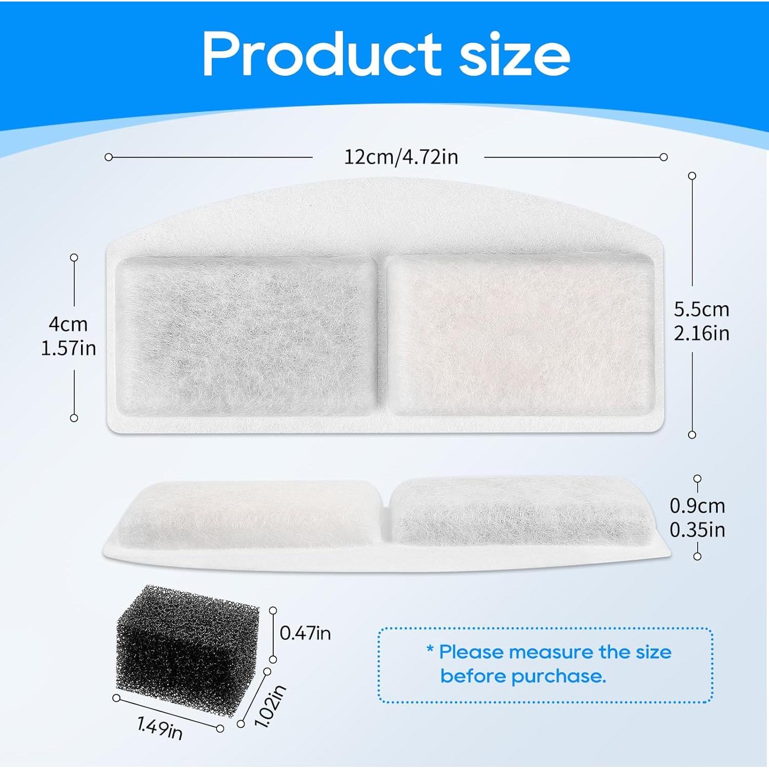 Paquete de 16 Filtros y Esponjas para Fuente de Agua MyfatBOSS