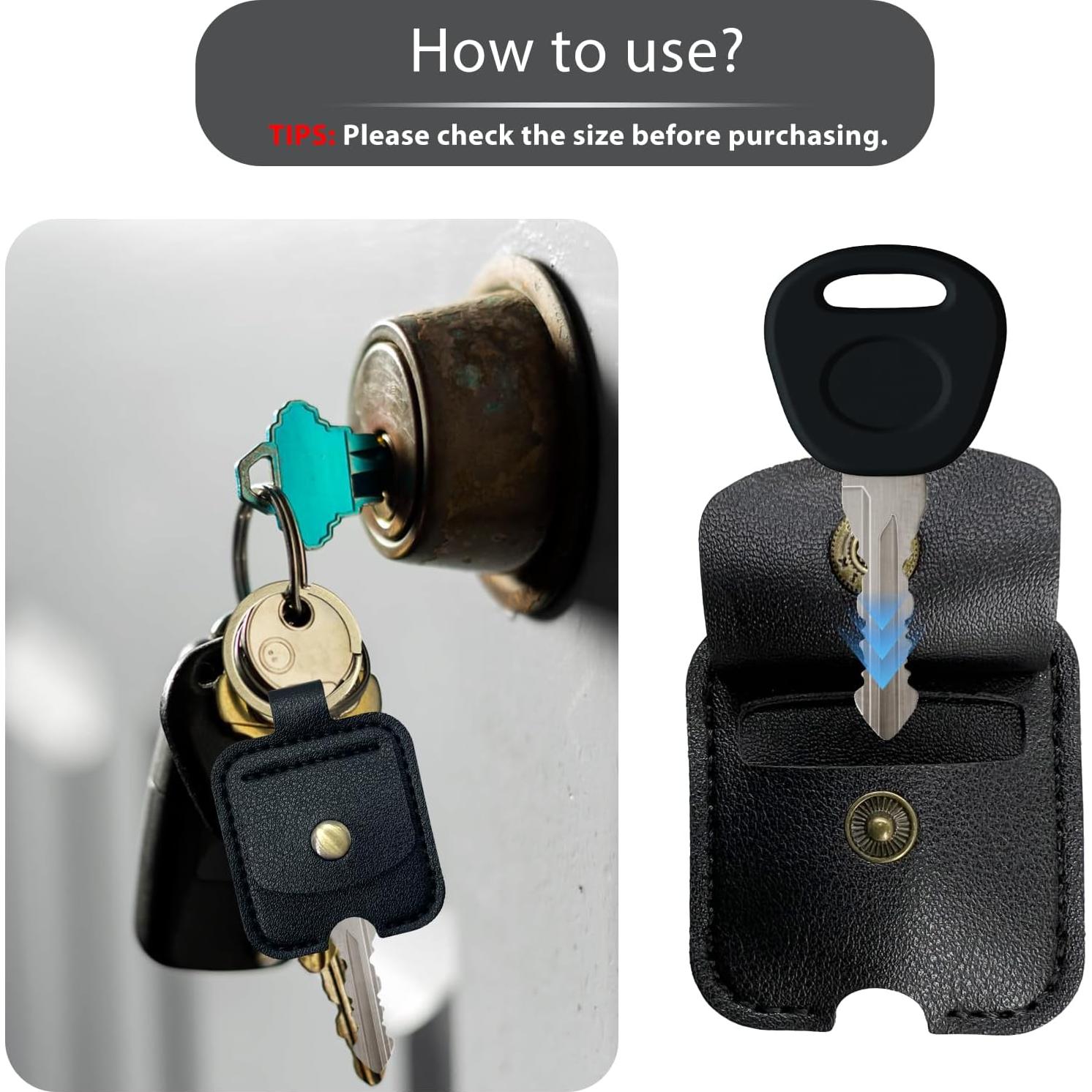 Funda de Llave de Cuero Negro para Hombres y Mujeres