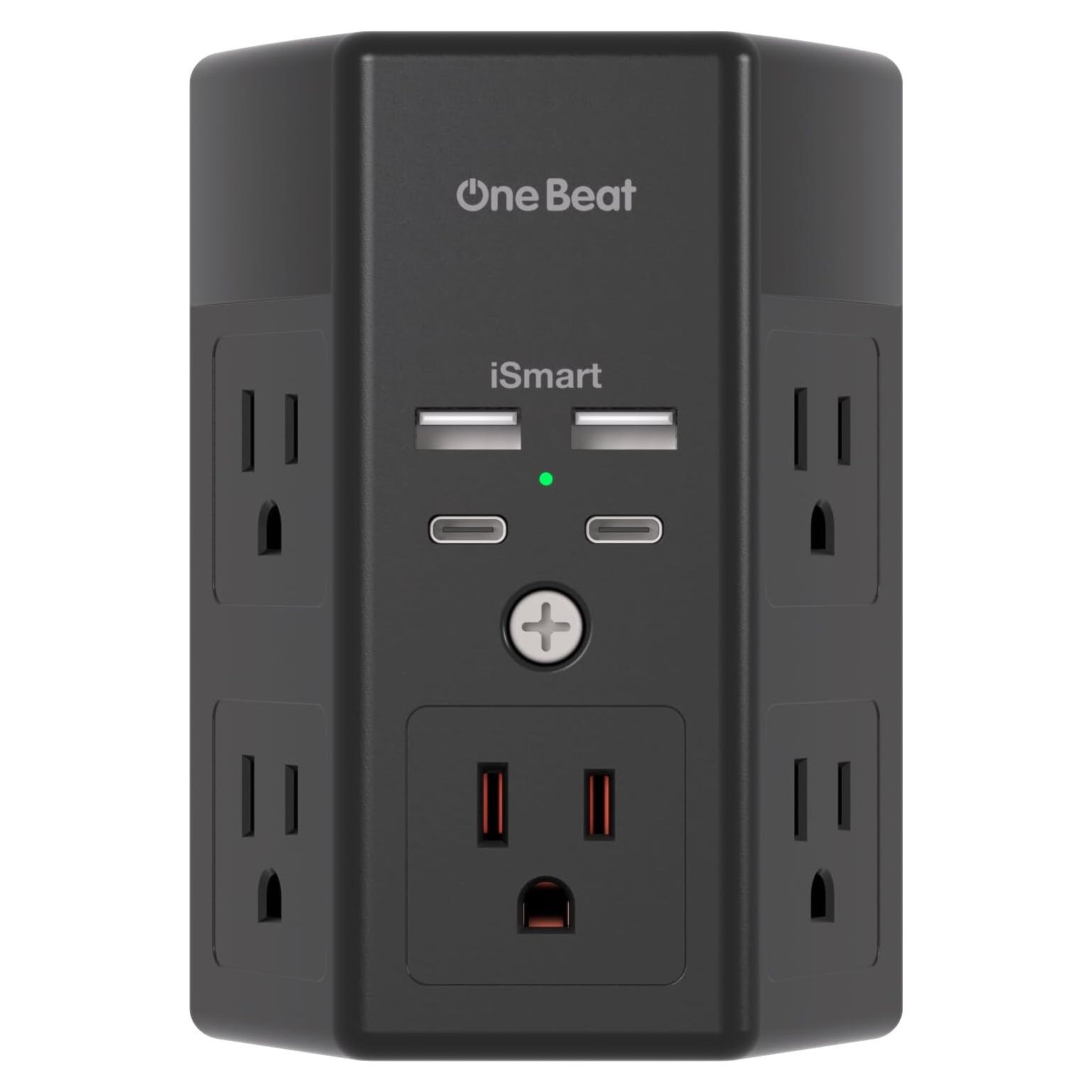 Multi Enchufe One Beat 5 Salidas 4 USB Carga Rápida 1800J