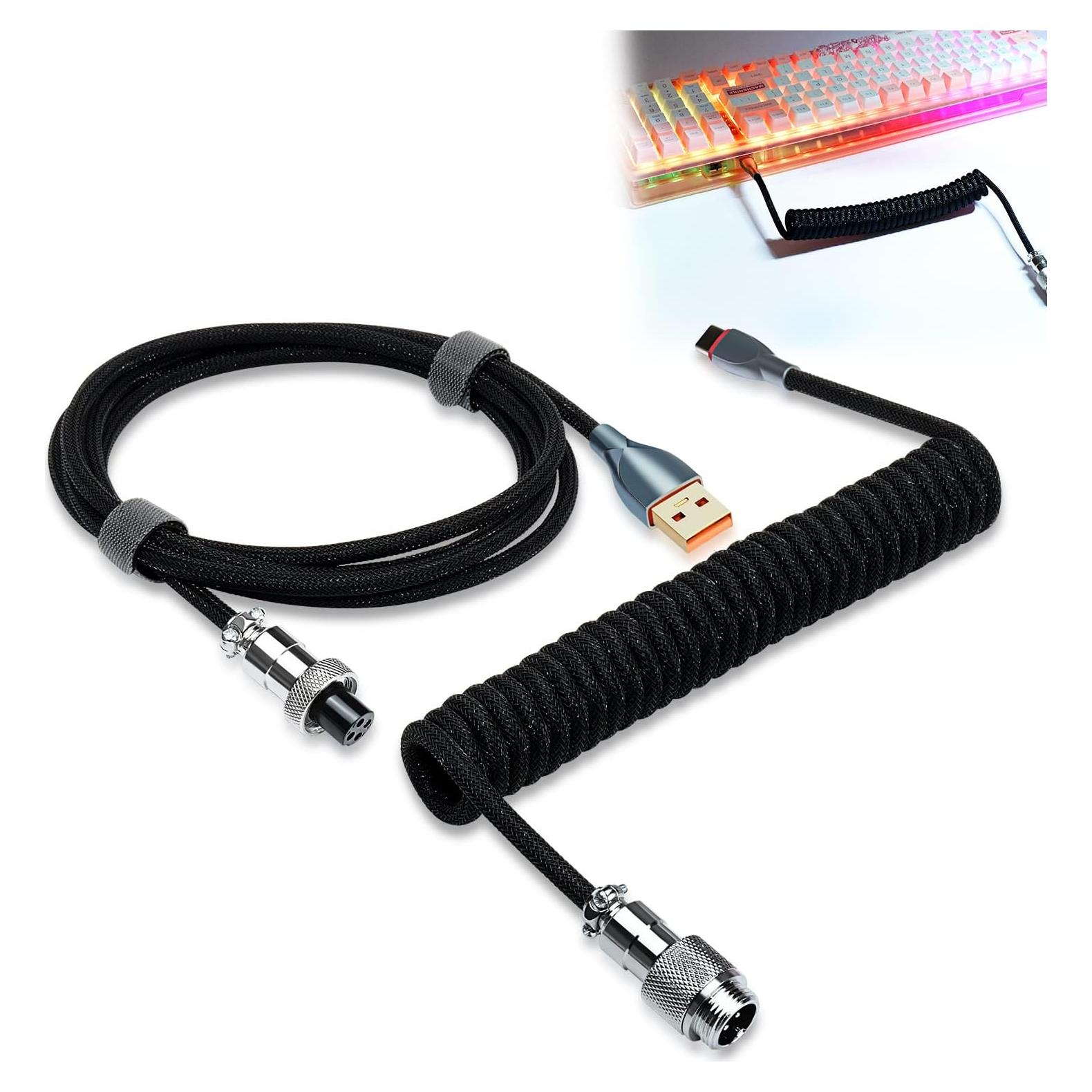 Cable Enrollado USB-C UCINNOVATE 1.8m con Conector Aviador