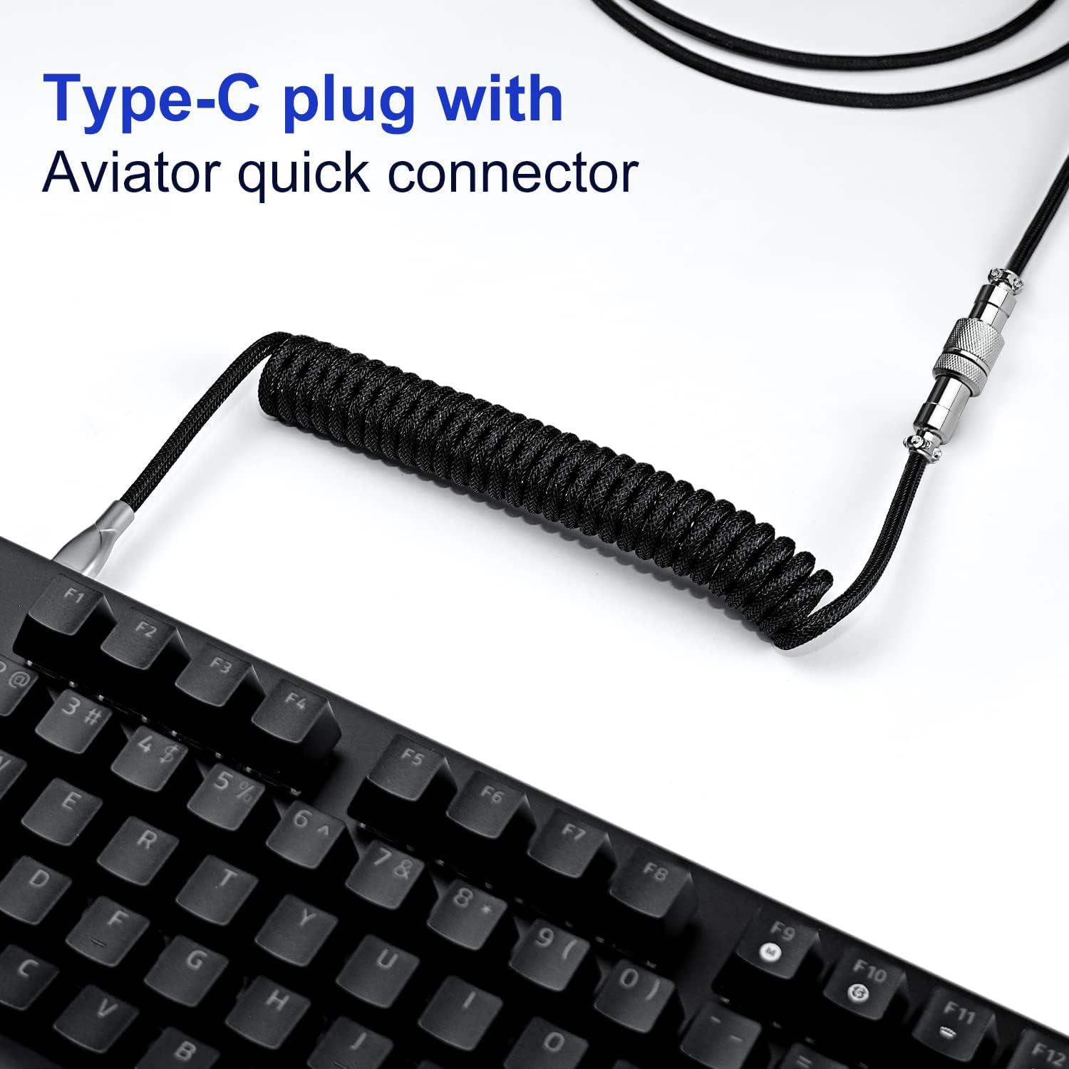 Cable Enrollado USB-C UCINNOVATE 1.8m con Conector Aviador