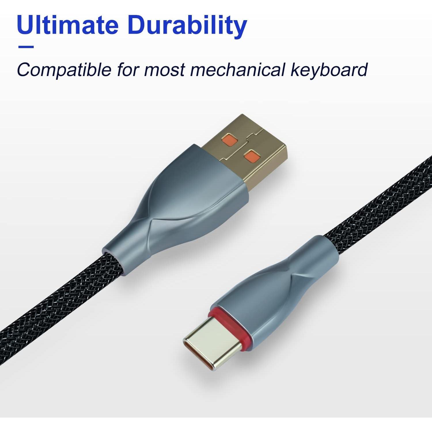 Cable Enrollado USB-C UCINNOVATE 1.8m con Conector Aviador
