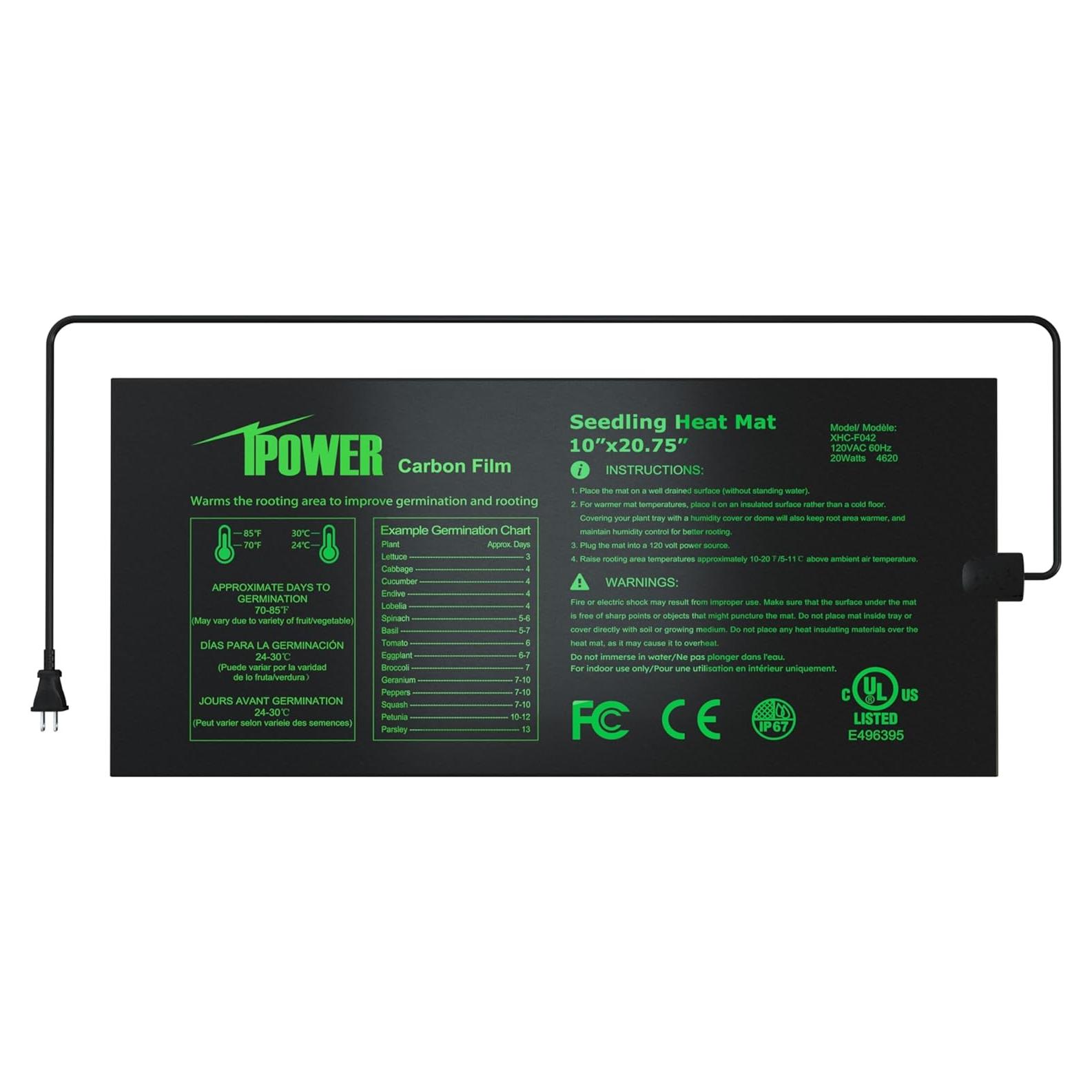 Alfombrilla Térmica iPower 26.4 x 52.7 cm para Germinación