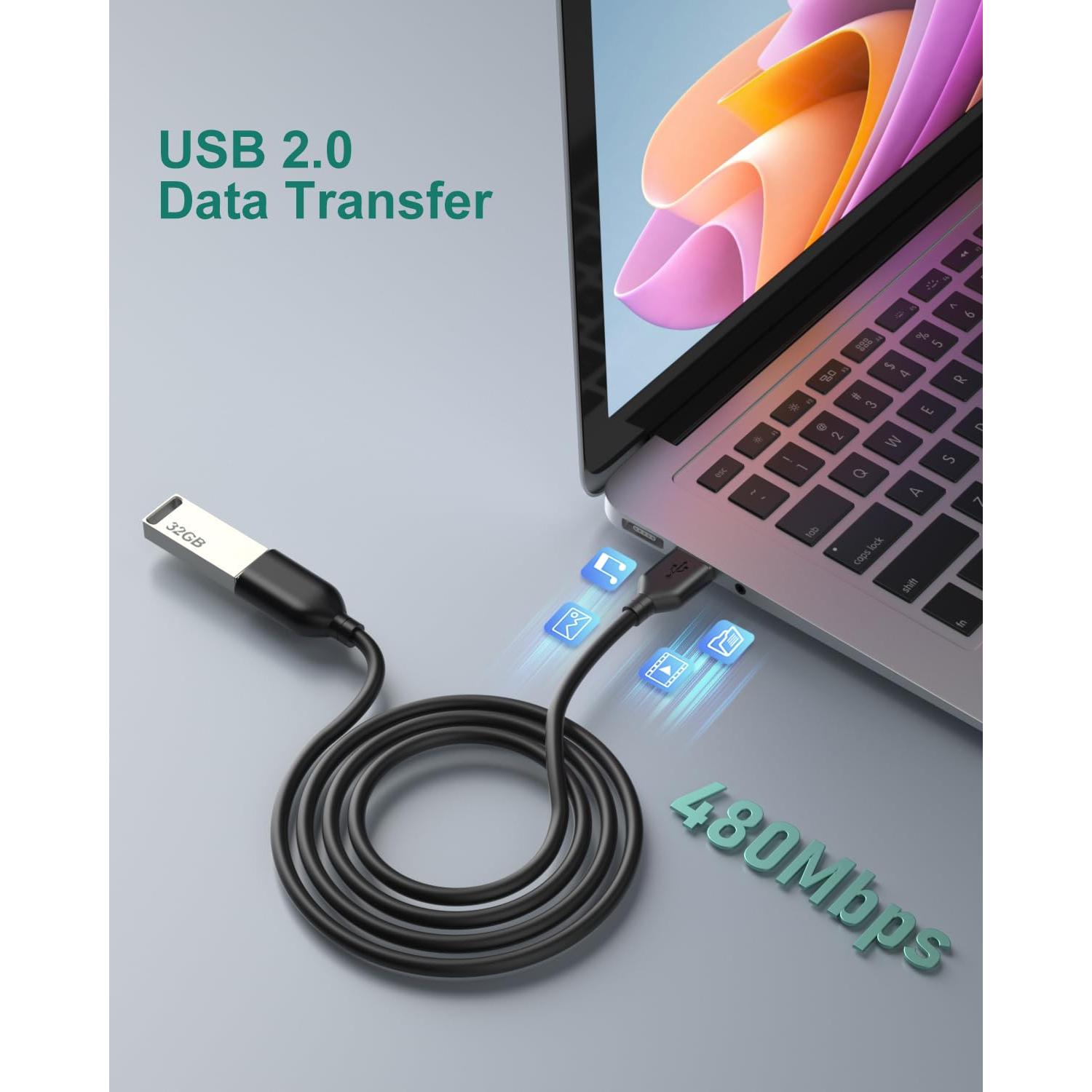 Cable de Extensión USB 2.0 Besgoods 1.83m Negro - Paquete de 4
