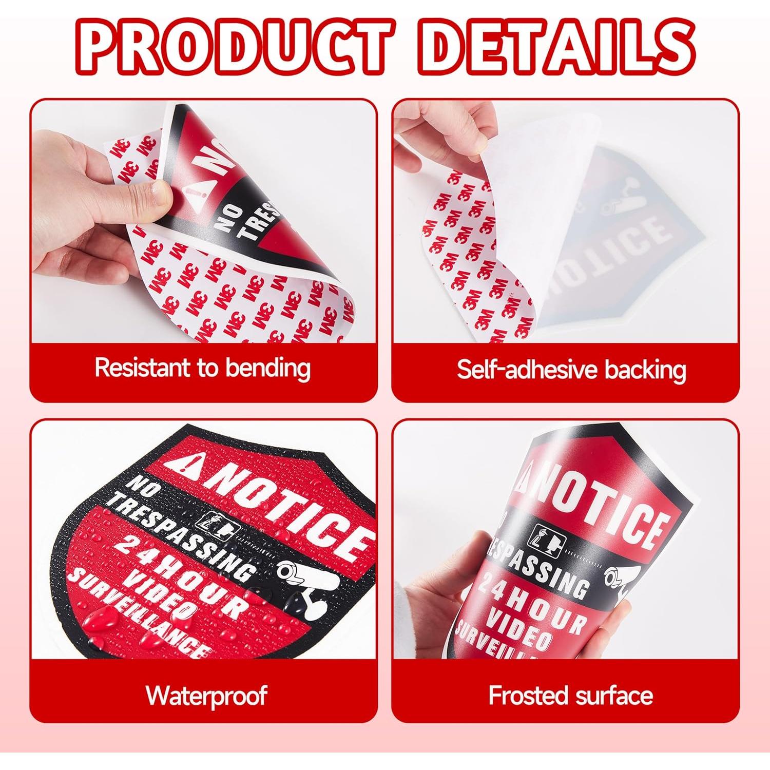 Carteles de Seguridad 24 Horas LUHIMO - 2 Piezas Vinilo