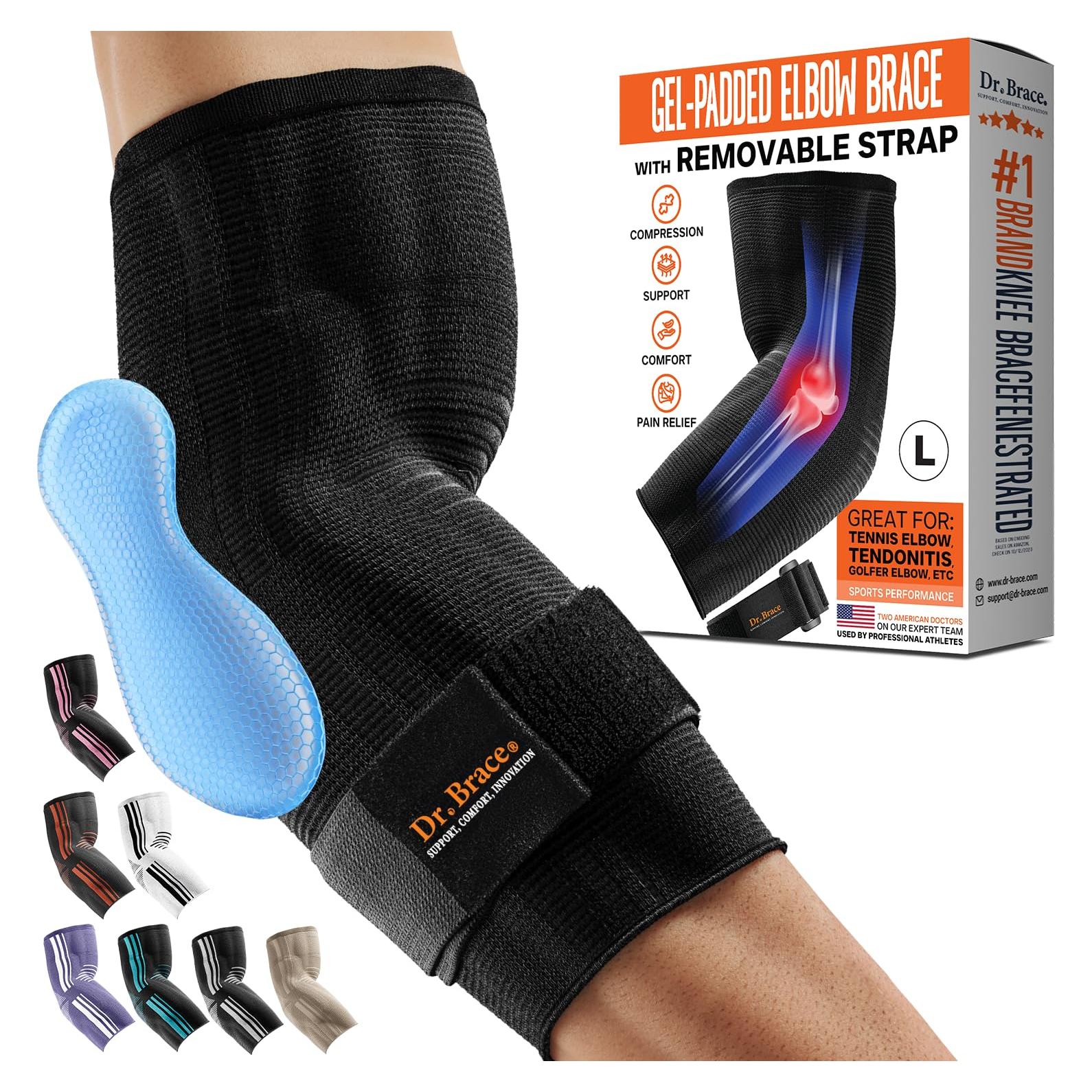 Soporte para Codo DR. BRACE® Elite con Almohadilla de Gel - Grande Negro