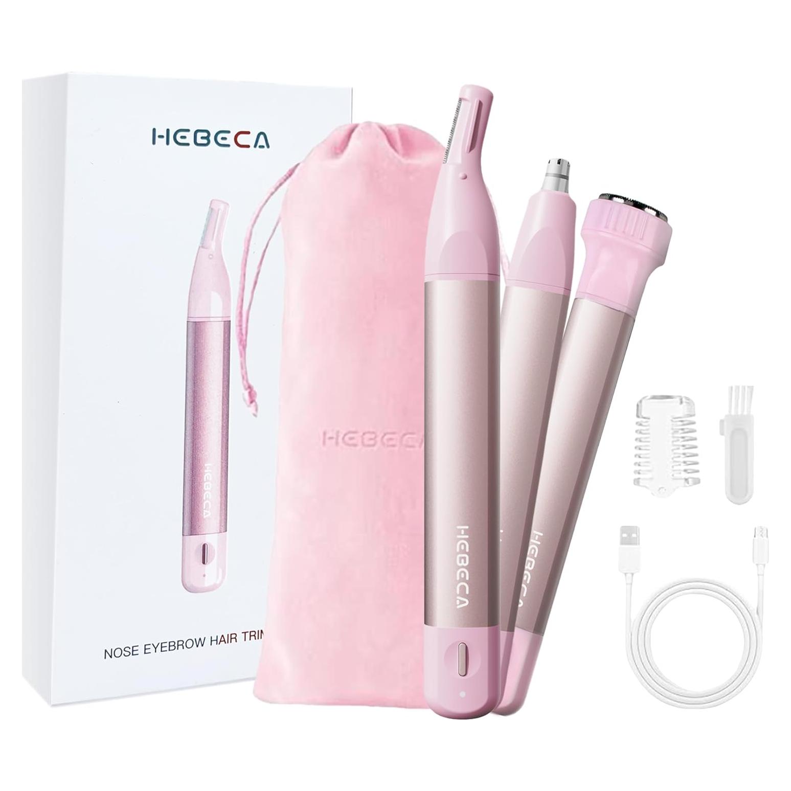 Recortador de Vello Facial HEBECA 3 en 1 Rosa Recargable