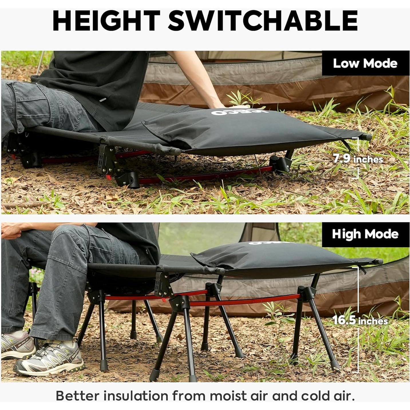 Cama de Camping ICECO XL Plegable 180 kg 190x70 cm Negra