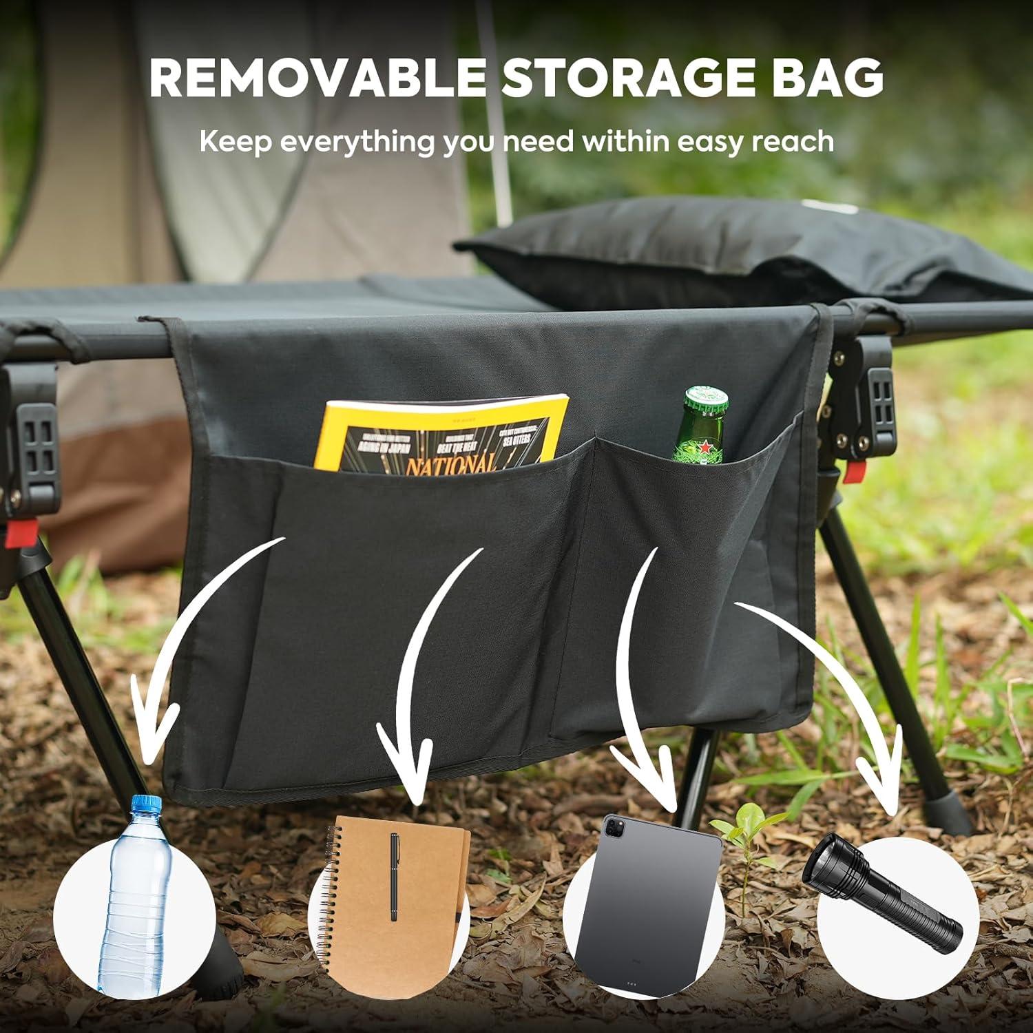 Cama de Camping ICECO XL Plegable 180 kg 190x70 cm Negra