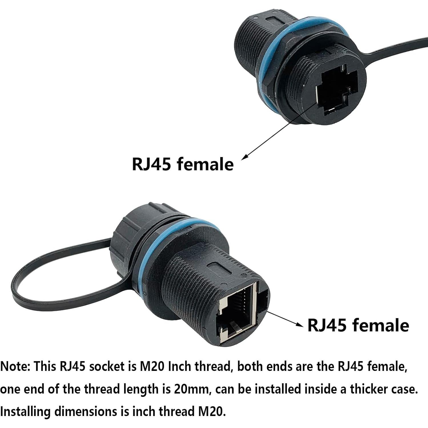 Acoplador RJ45 Hembra a Hembra IP67 PENGLIN 2PCS Cat6