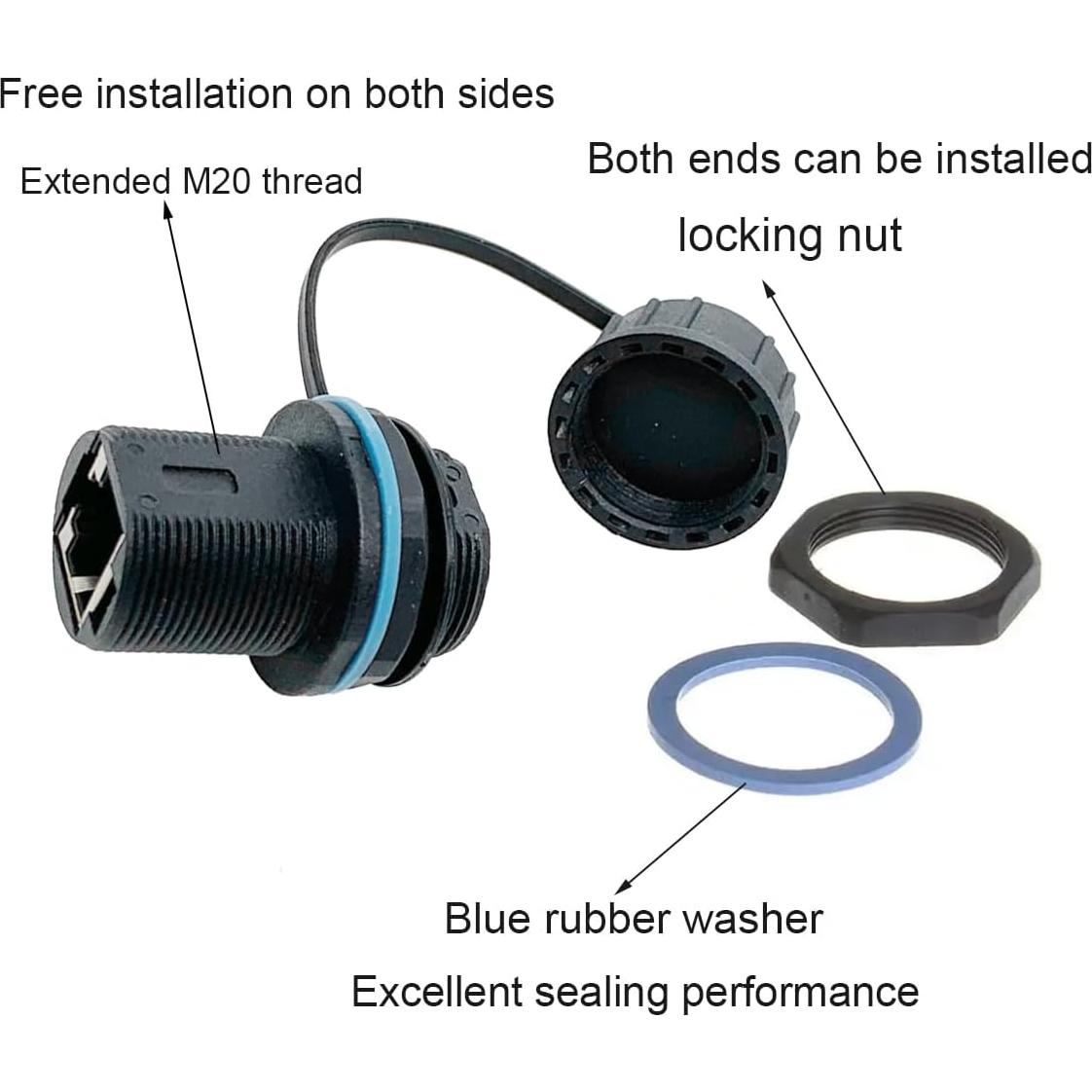 Acoplador RJ45 Hembra a Hembra IP67 PENGLIN 2PCS Cat6
