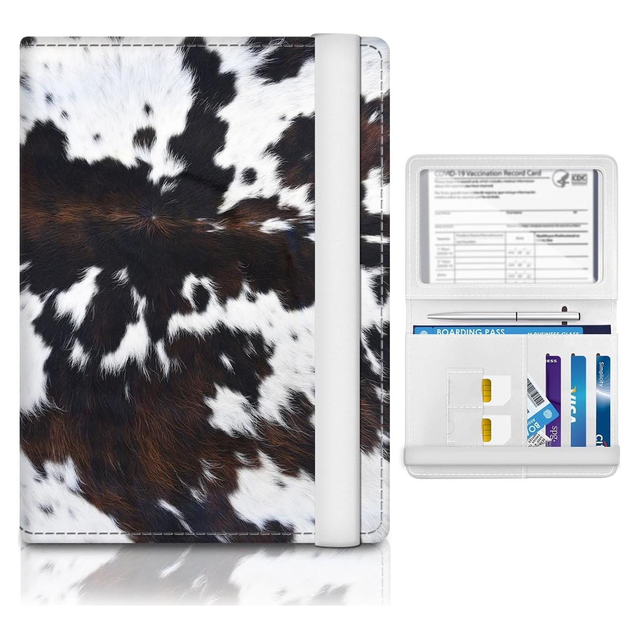 Portapasaportes de Cuero Premium RFID ATJFKIXL Negro Blanco