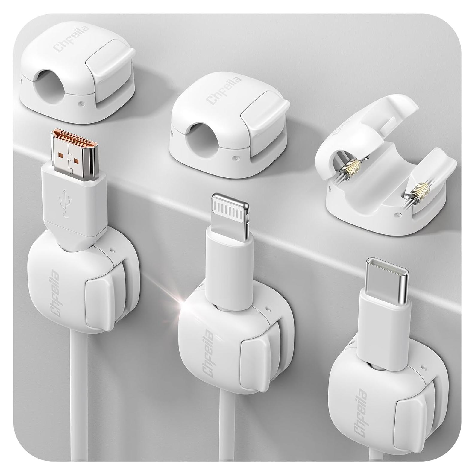 Organizador de Cables Chfeila 6 Pack Adhesivo Blanco Compacto