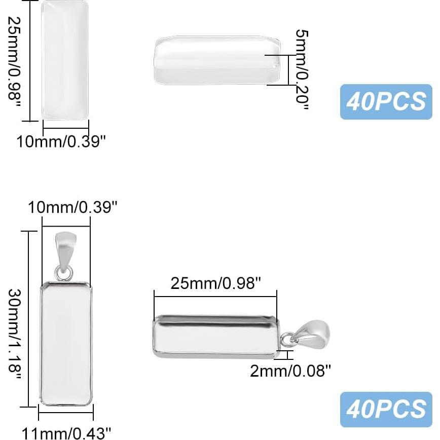 Bandeja Rectangular para Joyería UNICRAFTALE 40pcs Acero Inoxidable
