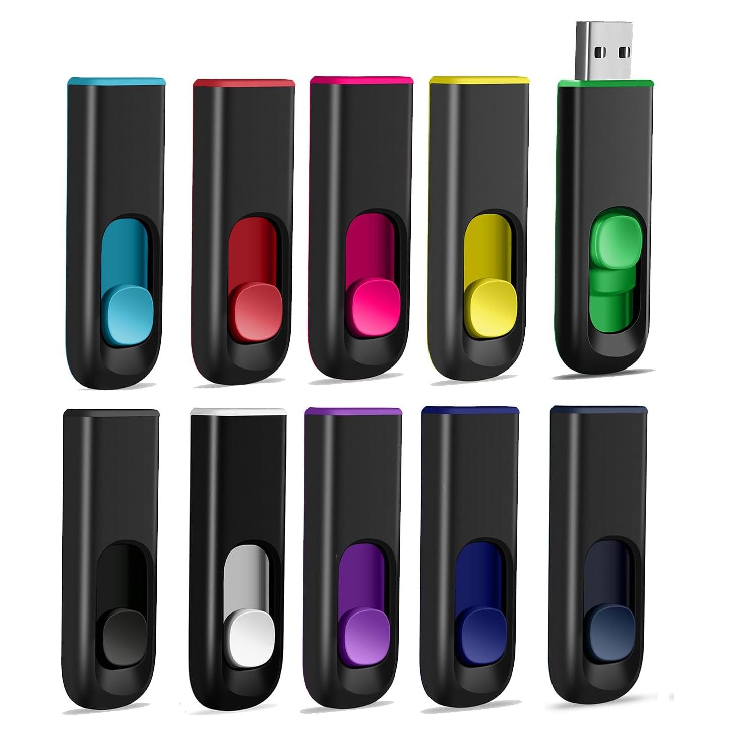 Paquete de 10 unidades USB 2.0 MAKACTUA 8GB colores variados