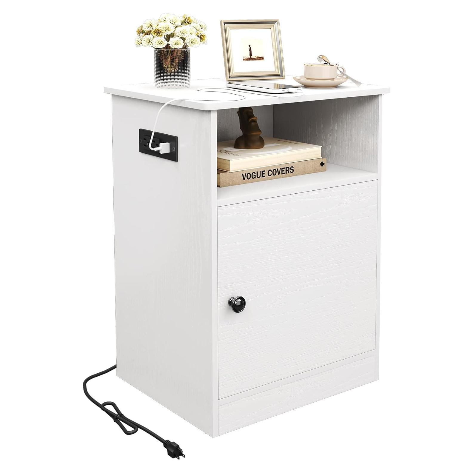 Mesa de Noche TC-HOMENY con Carga USB y Estante