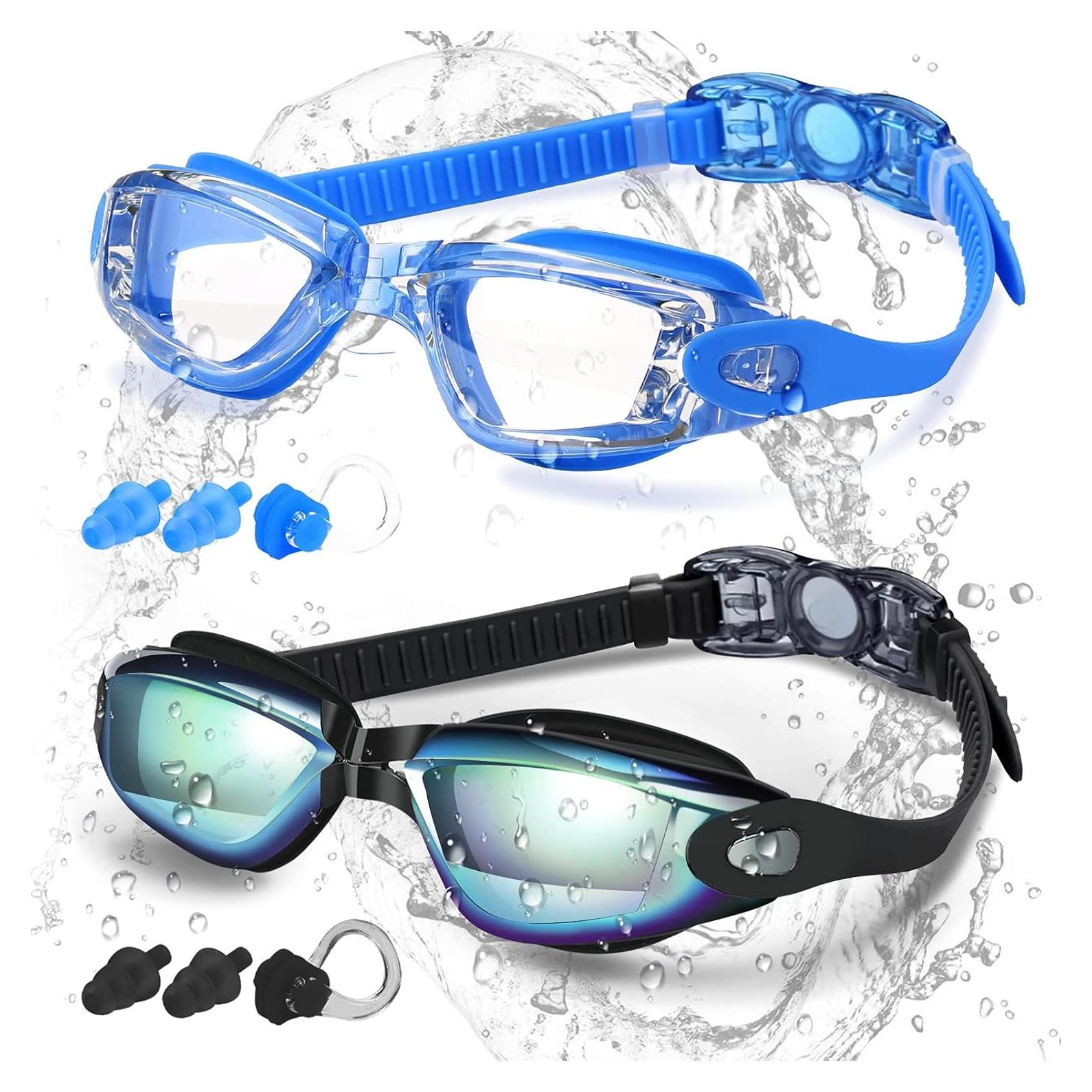 Gafas de natación COOLOO unisex, anti-vaho y UV, 2 paquetes
