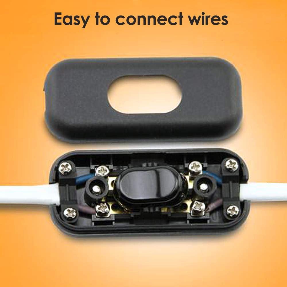 Interruptor en línea PLUSPOE DPST 2-Pack Negro 250V 10A