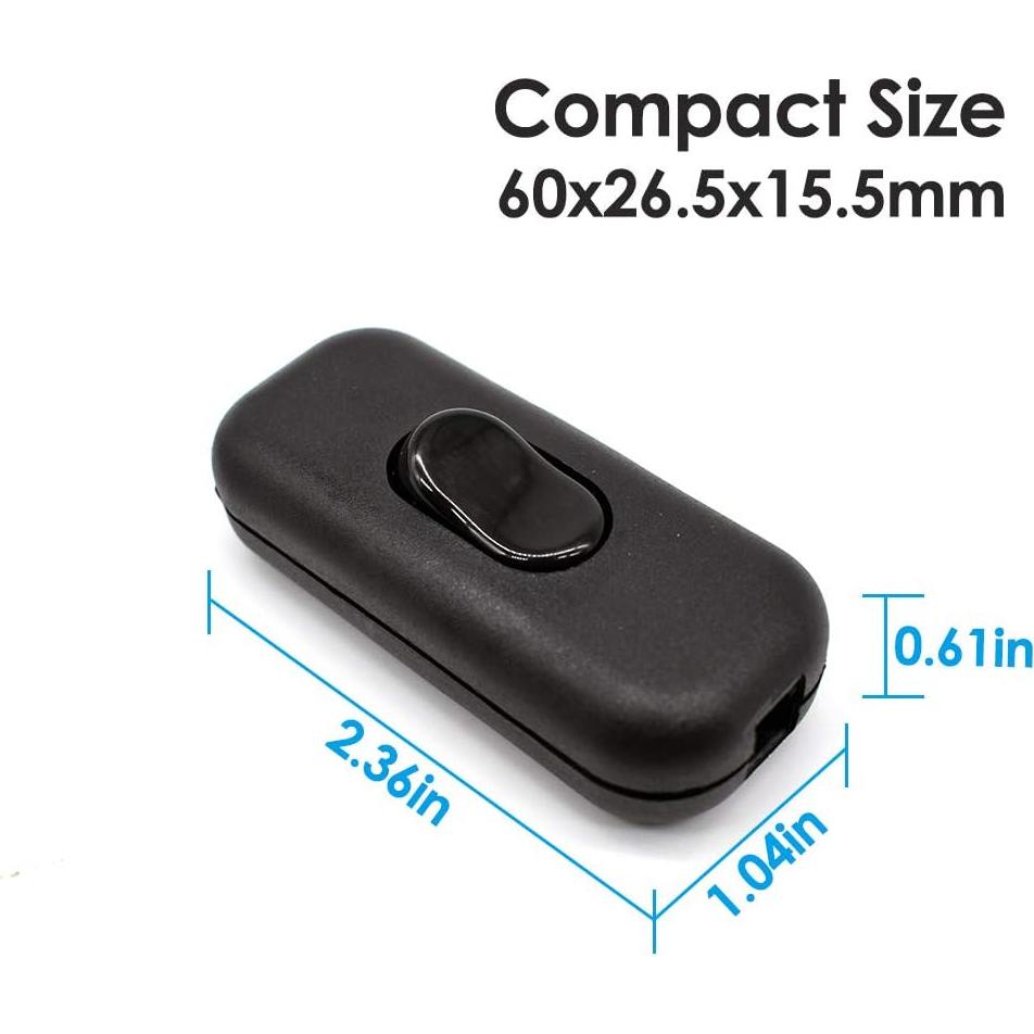 Interruptor en línea PLUSPOE DPST 2-Pack Negro 250V 10A