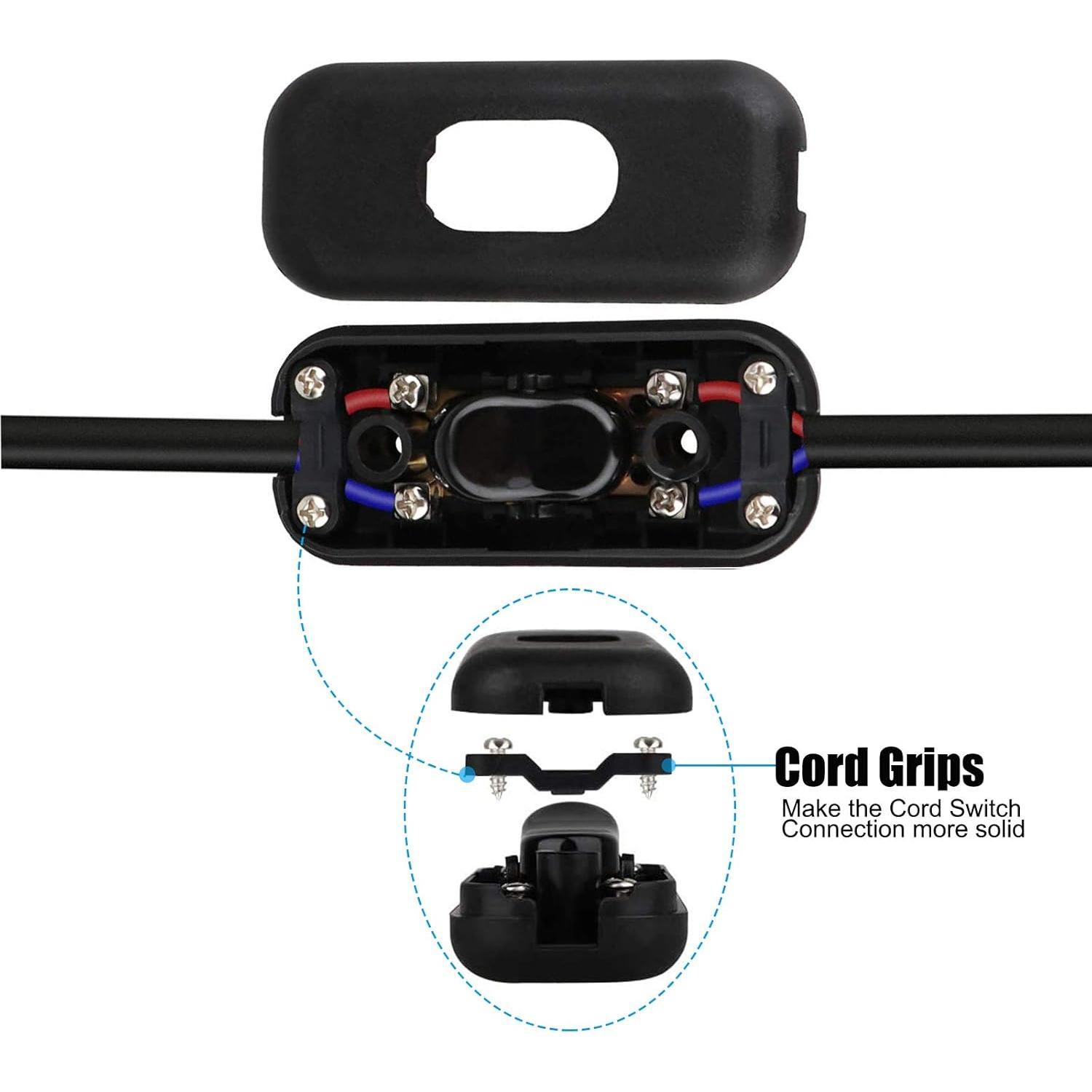 Interruptor en línea PLUSPOE DPST 2-Pack Negro 250V 10A