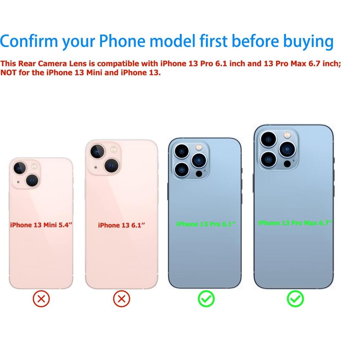 Reemplazo Cristal Lente Cámara iPhone 13 Pro/Pro Max - 2 Juegos