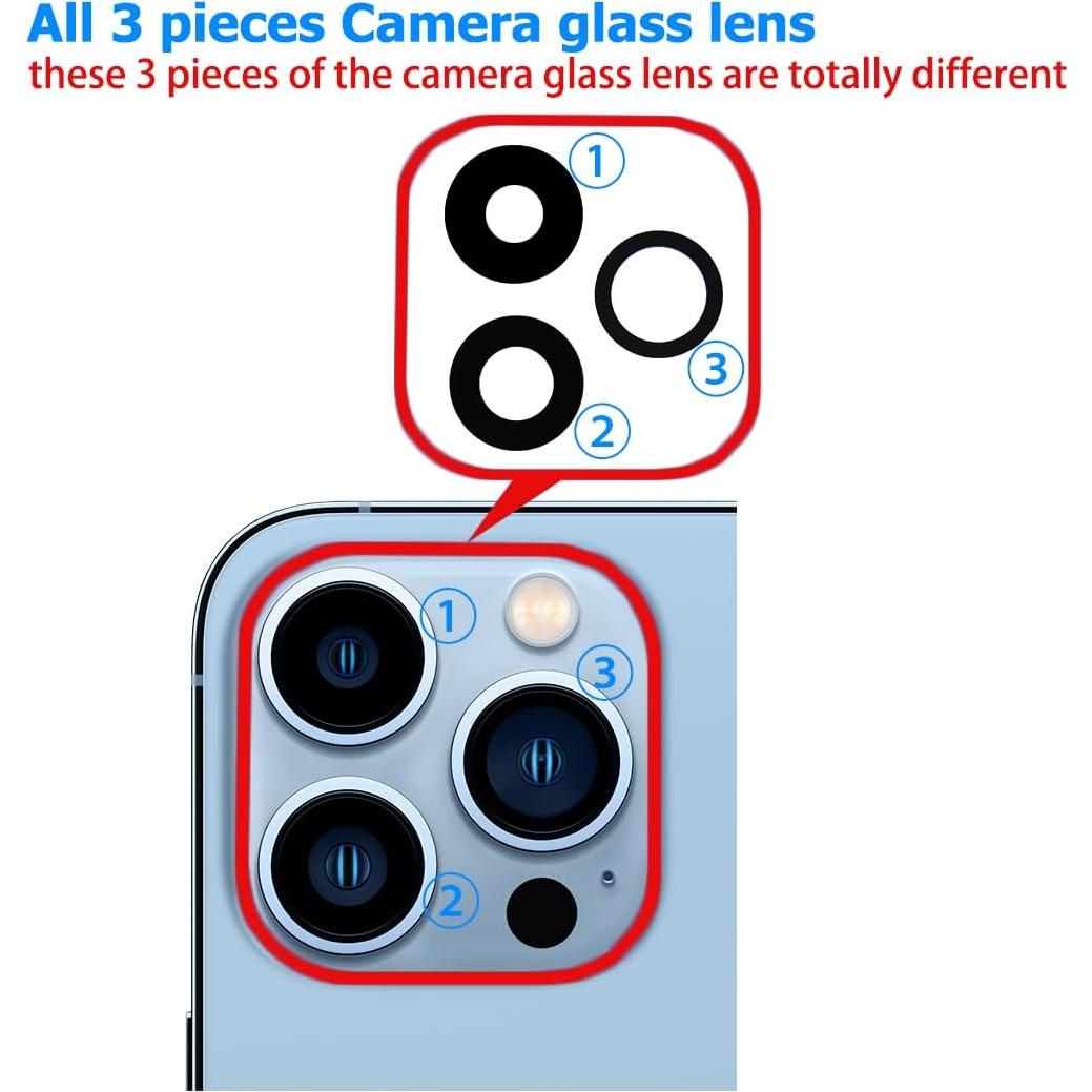 Reemplazo Cristal Lente Cámara iPhone 13 Pro/Pro Max - 2 Juegos