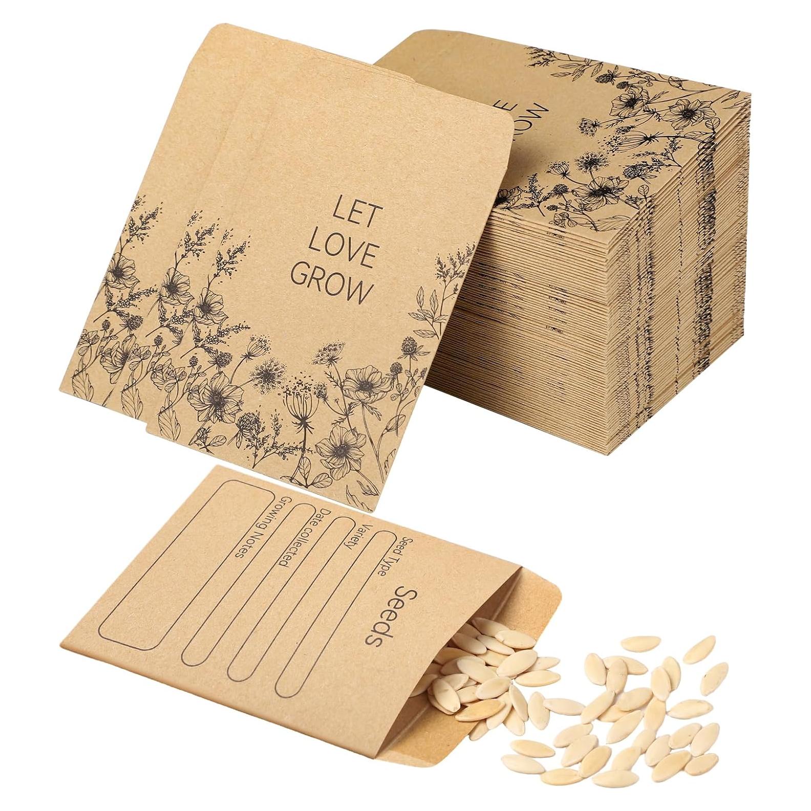 150 Sobres para Semillas Autoadhesivos Prudiut 8x6 cm