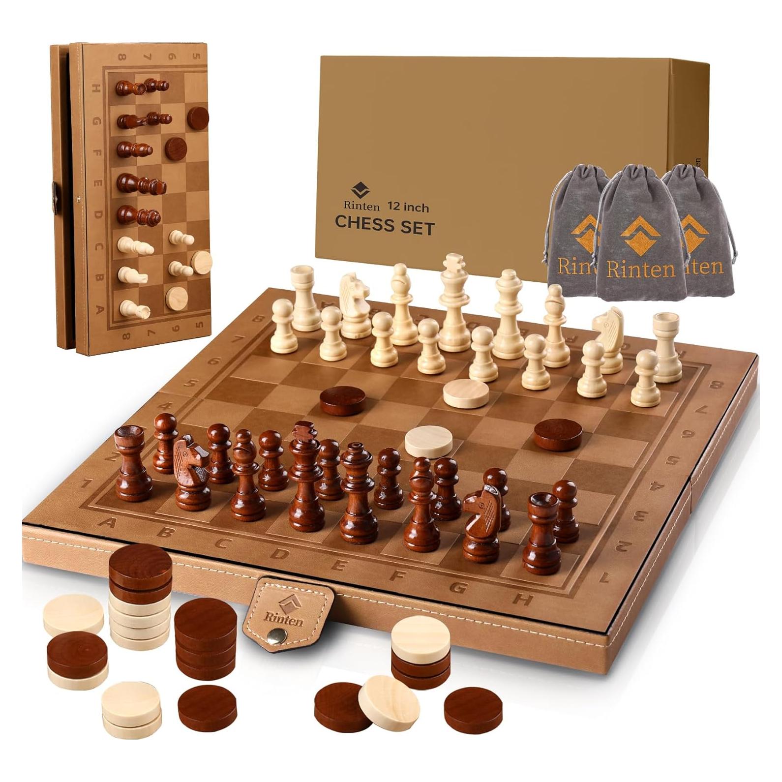 Juego de Ajedrez Magnético Rinten 12" Plegable 2 en 1