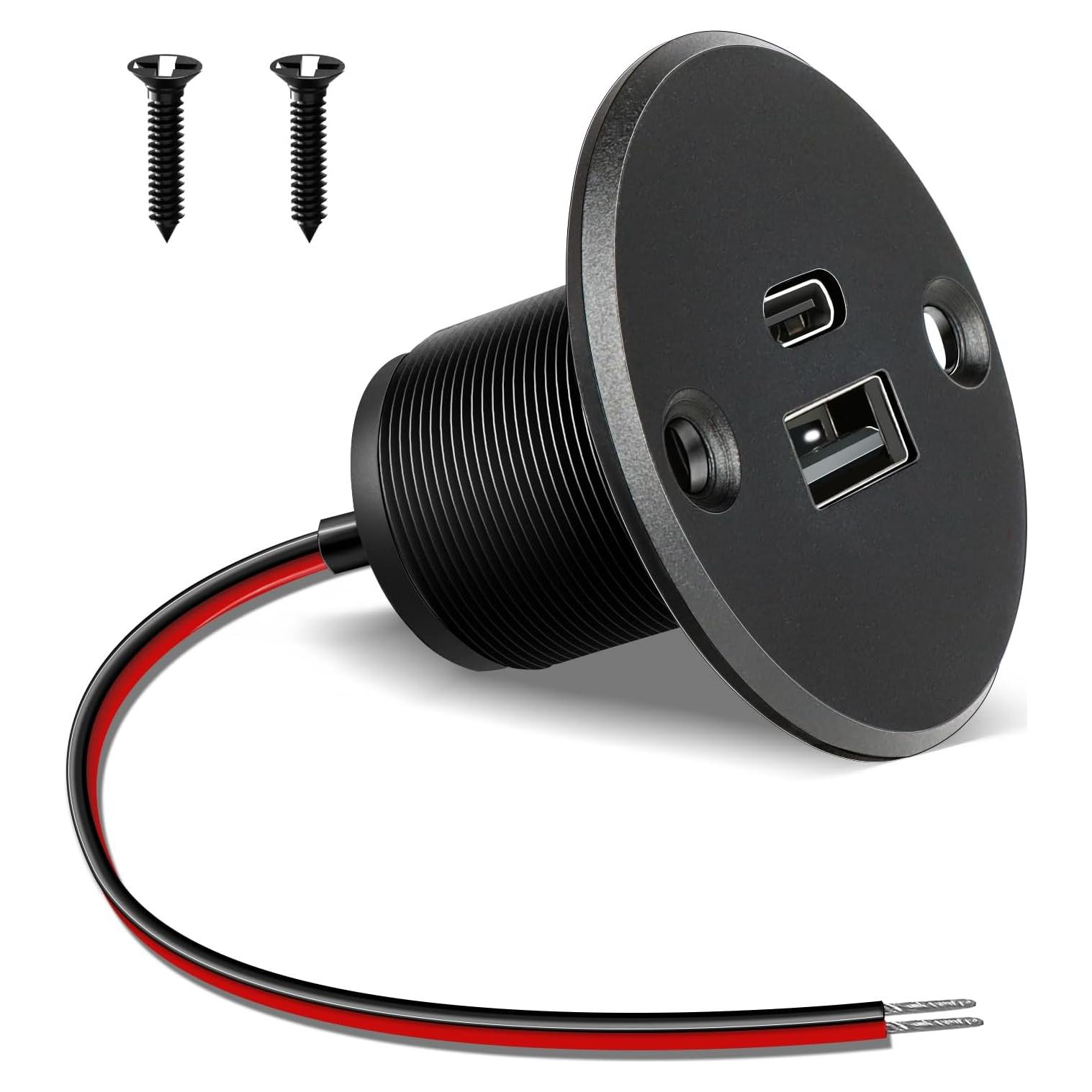 Cargador USB RV Acegoo 12V/24V Tipo A y C 24W Rápido