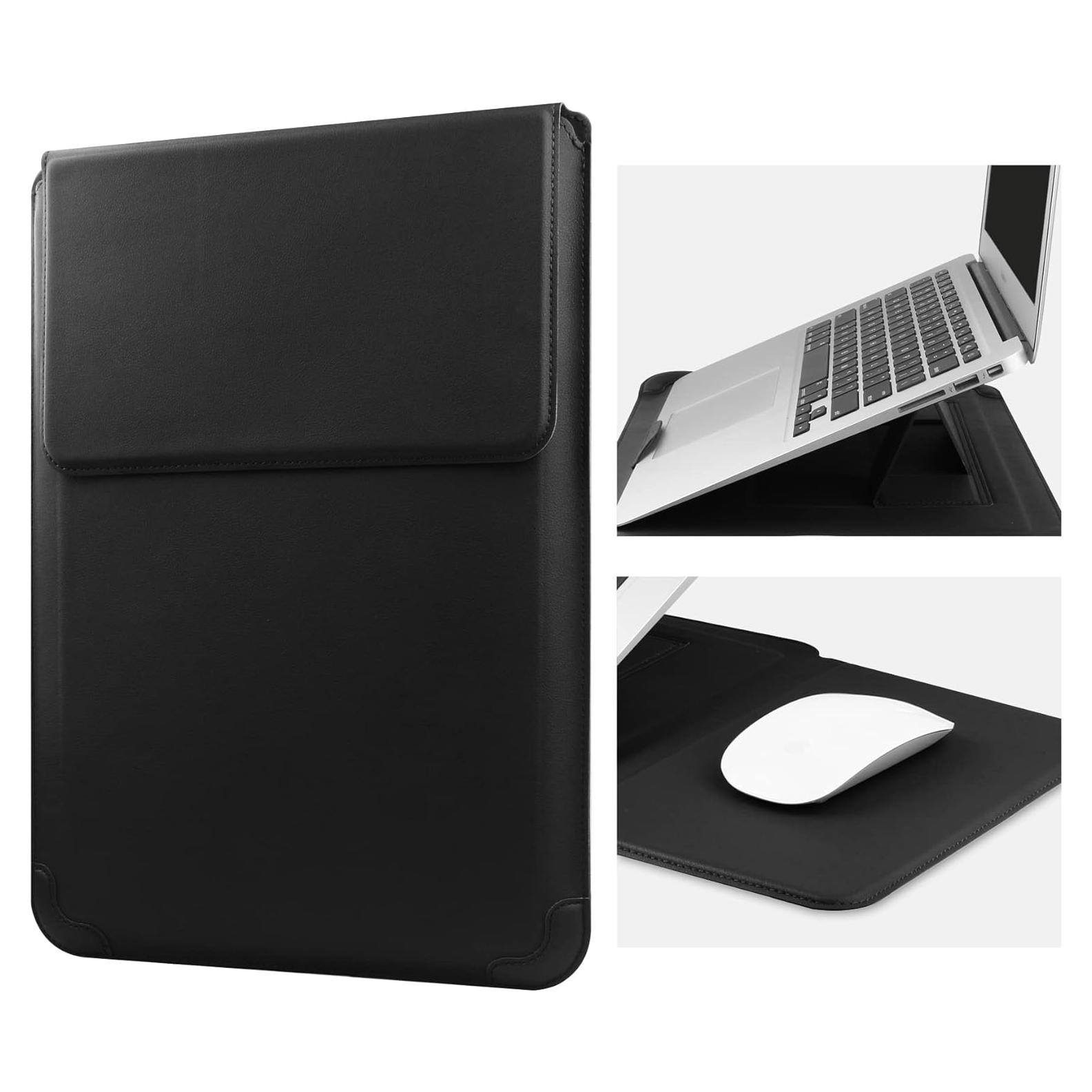 Funda de Laptop 13'' Cuero PU SOMEI con Soporte Ajustable Negro