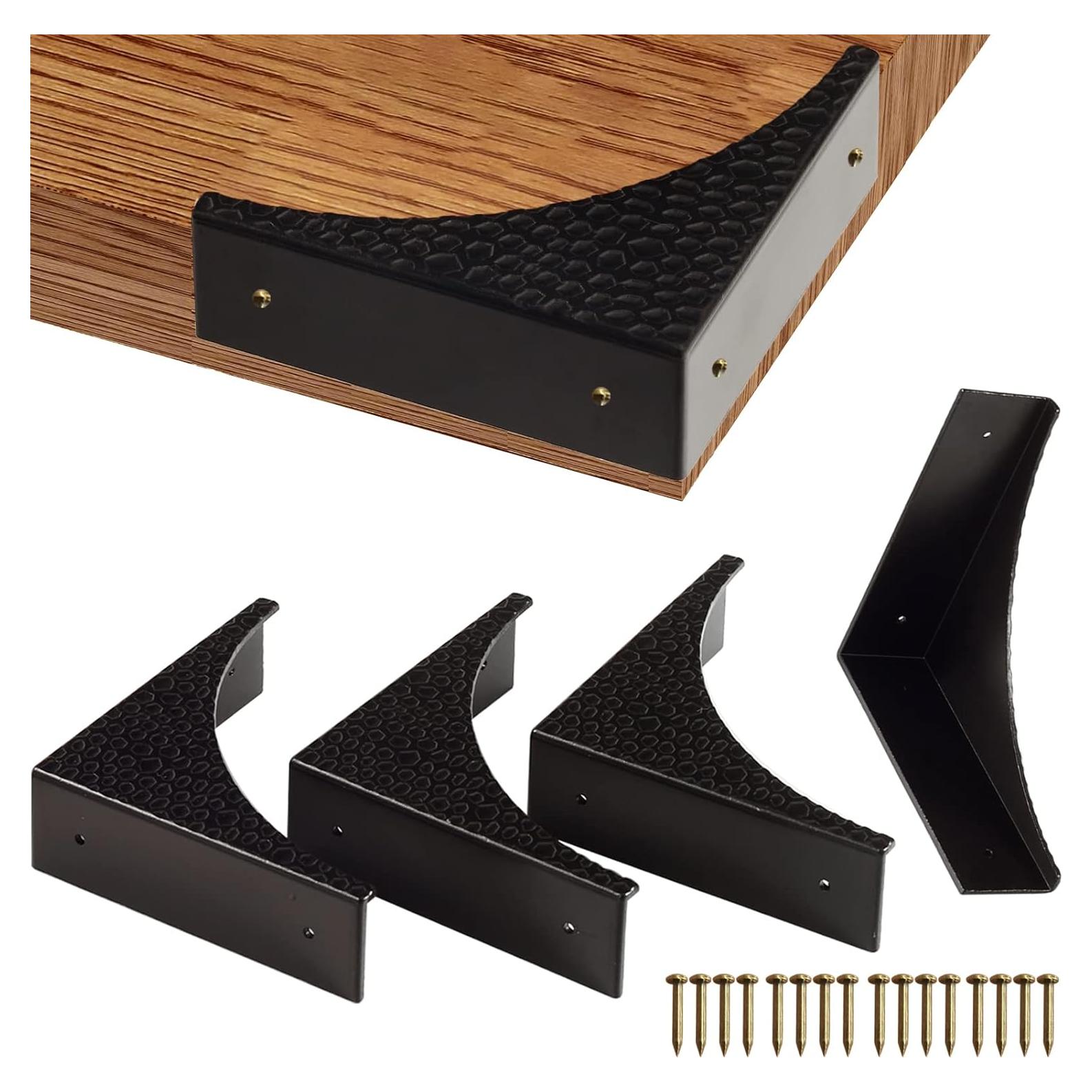 Protectores de Esquinas de Metal Negro Foxwake - 4 Pcs 6.5 cm