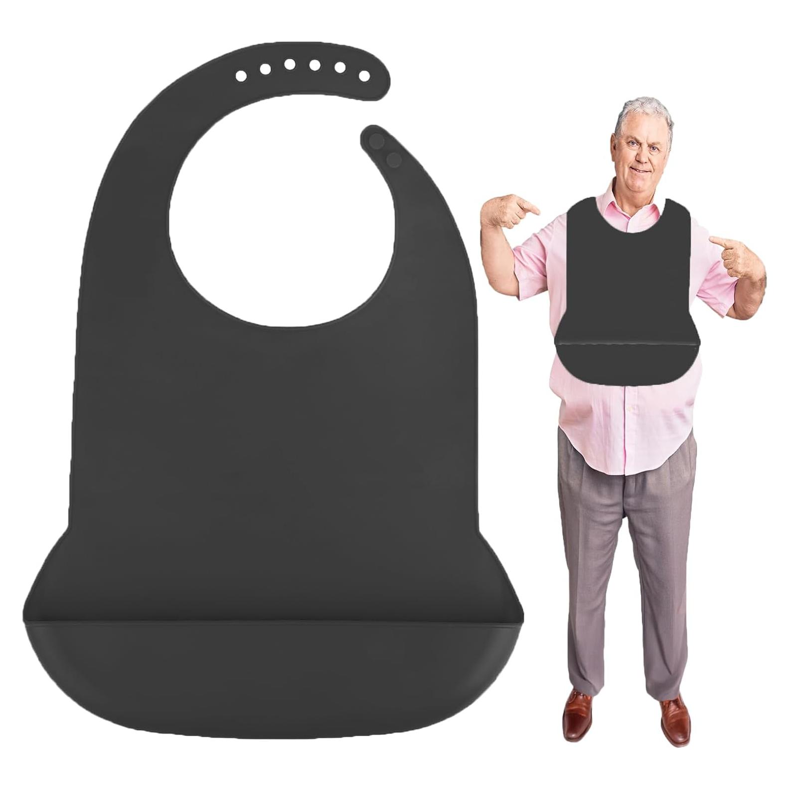 Babero Ajustable de Silicona para Adultos - Unisex Negro