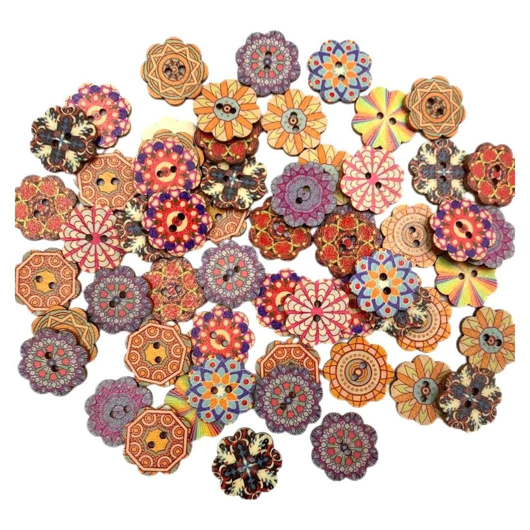 100 Botones de Madera Vintage 25mm 2 Agujeros Mahaohao