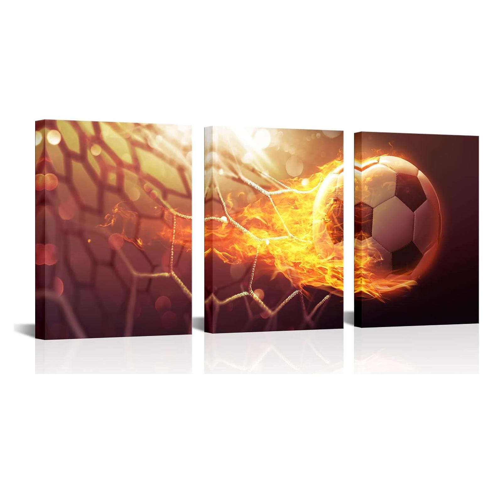 Arte de Pared de Fútbol RnnJoile 3 Piezas 30x40cm Lienzo HD