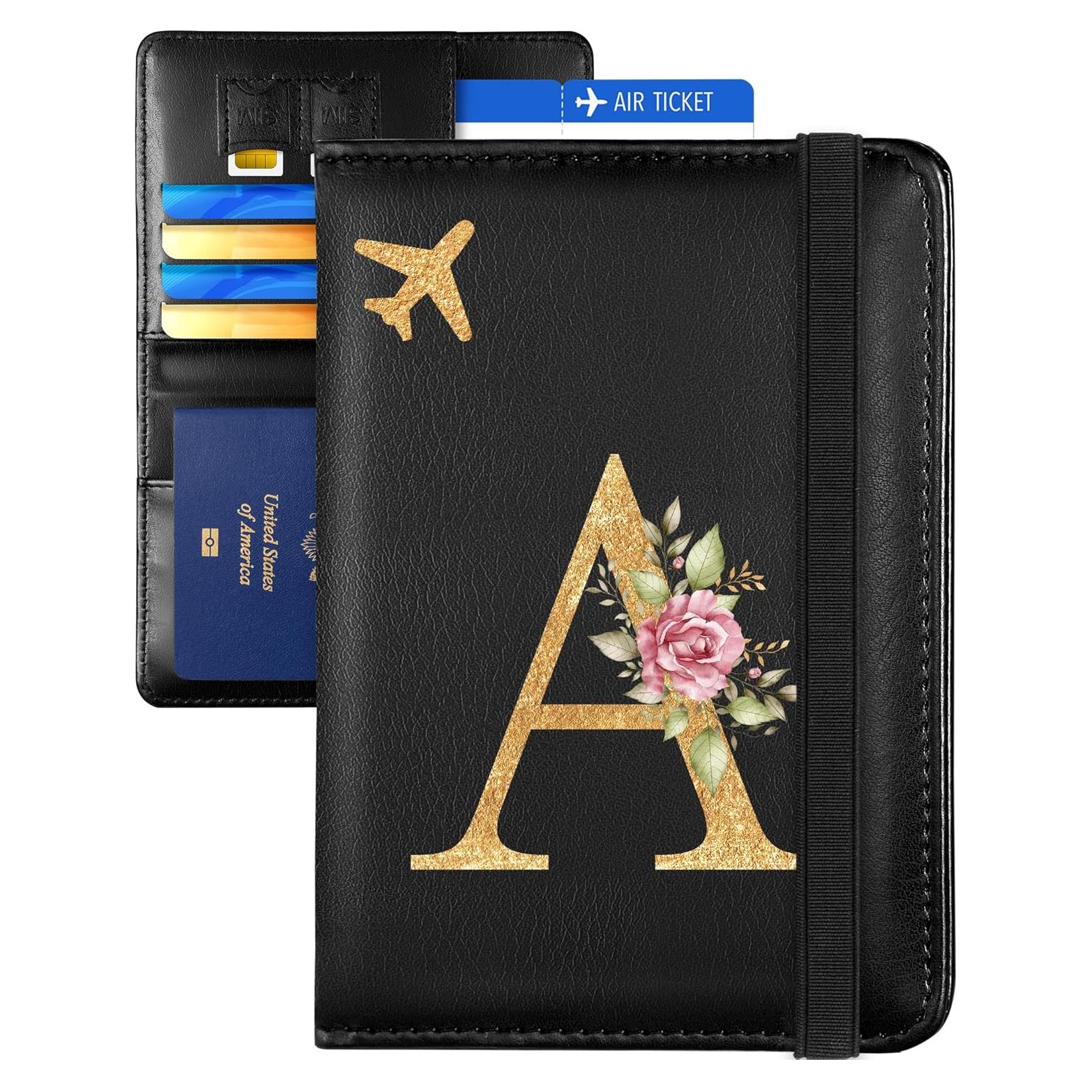 Funda de Pasaporte Slohif para Mujeres - Cuero Vegano Negro