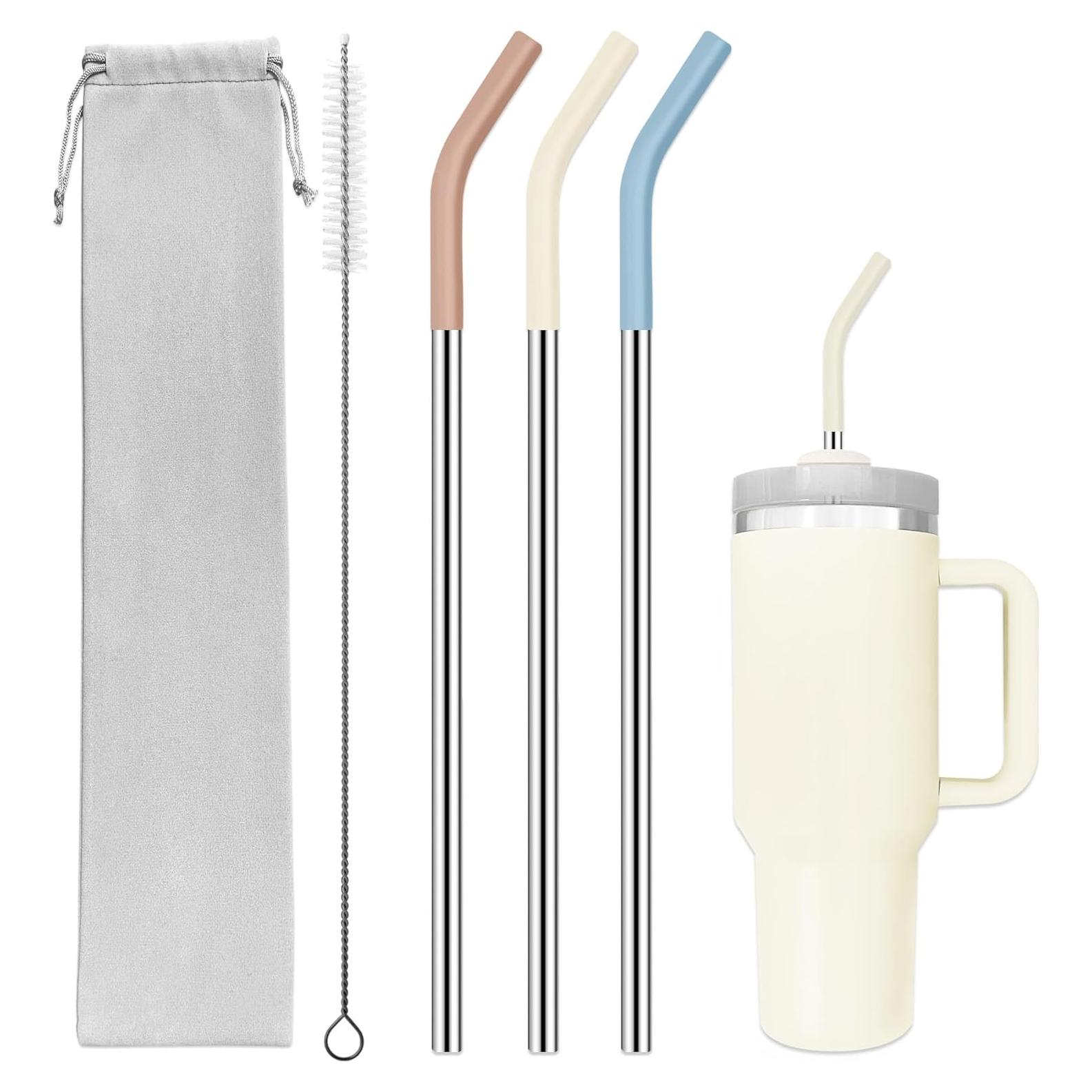 Juego de 3 Pajillas de Acero Inoxidable JINRICH 20 oz con Silicona