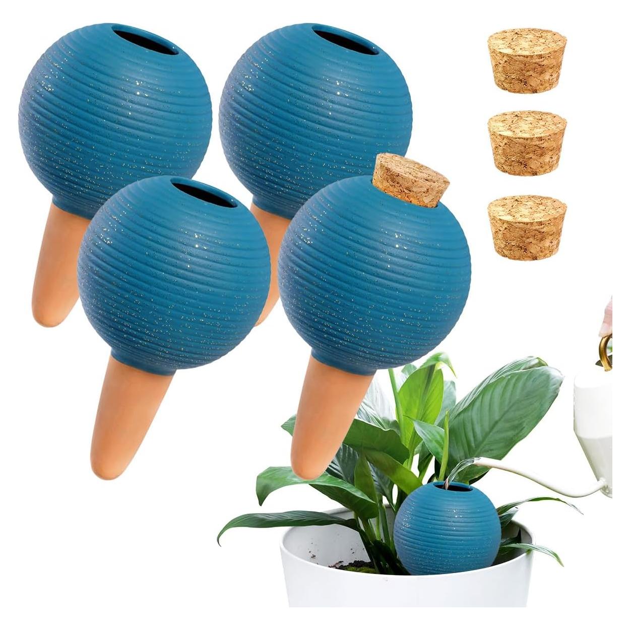 Juego de 4 Esferas de Riego Eusbon 14oz Azul para Plantas