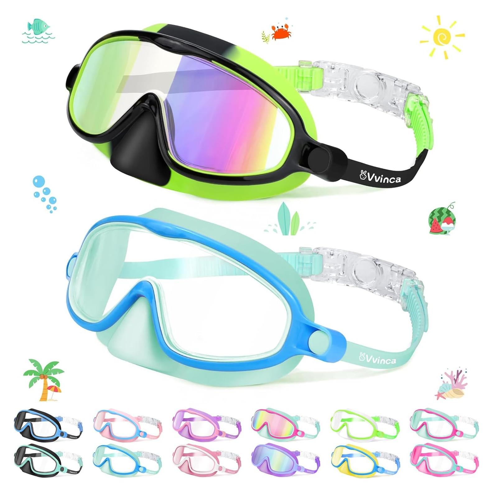 Gafas de Natación Vvinca para Niños 3-6 Años con Cubierta Nasal