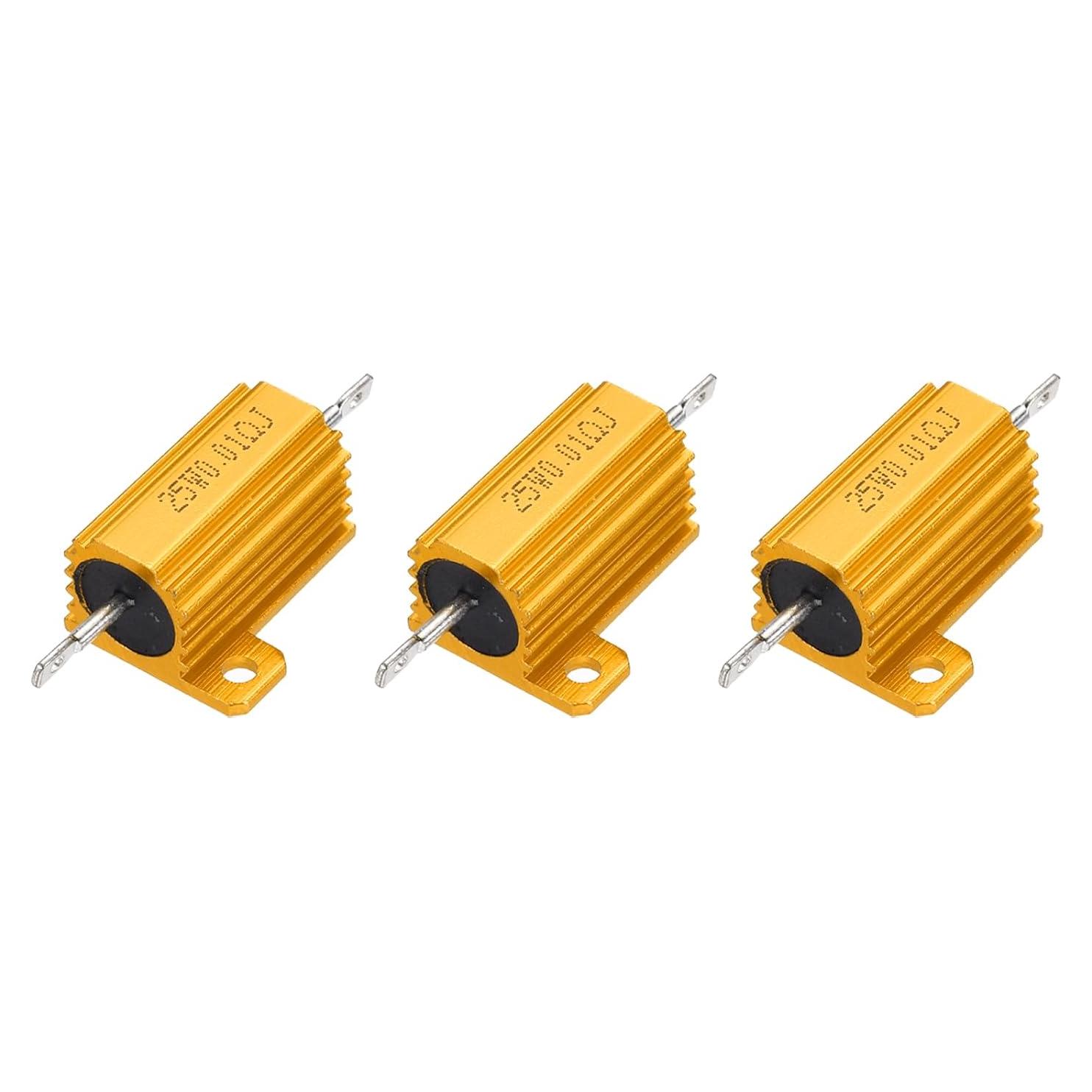 Resistores de Carcasa de Aluminio uxcell 25W 0.01 Ohm 3 Pcs