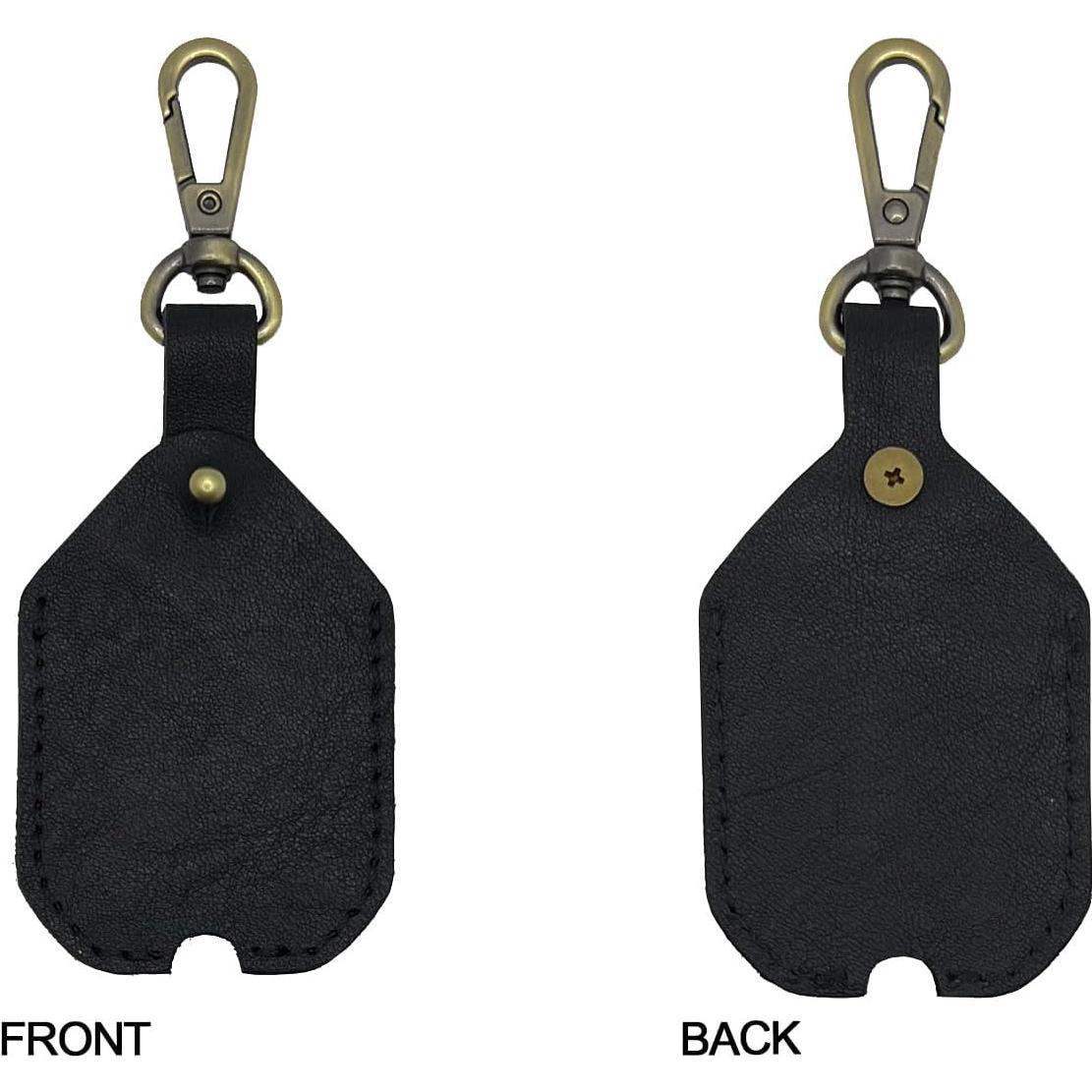 Funda de Llave de Cuero Genuino Negra con Clip de Carabinero
