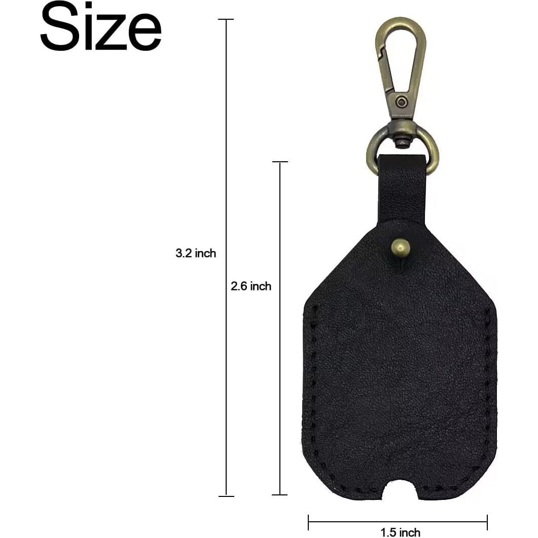 Funda de Llave de Cuero Genuino Negra con Clip de Carabinero