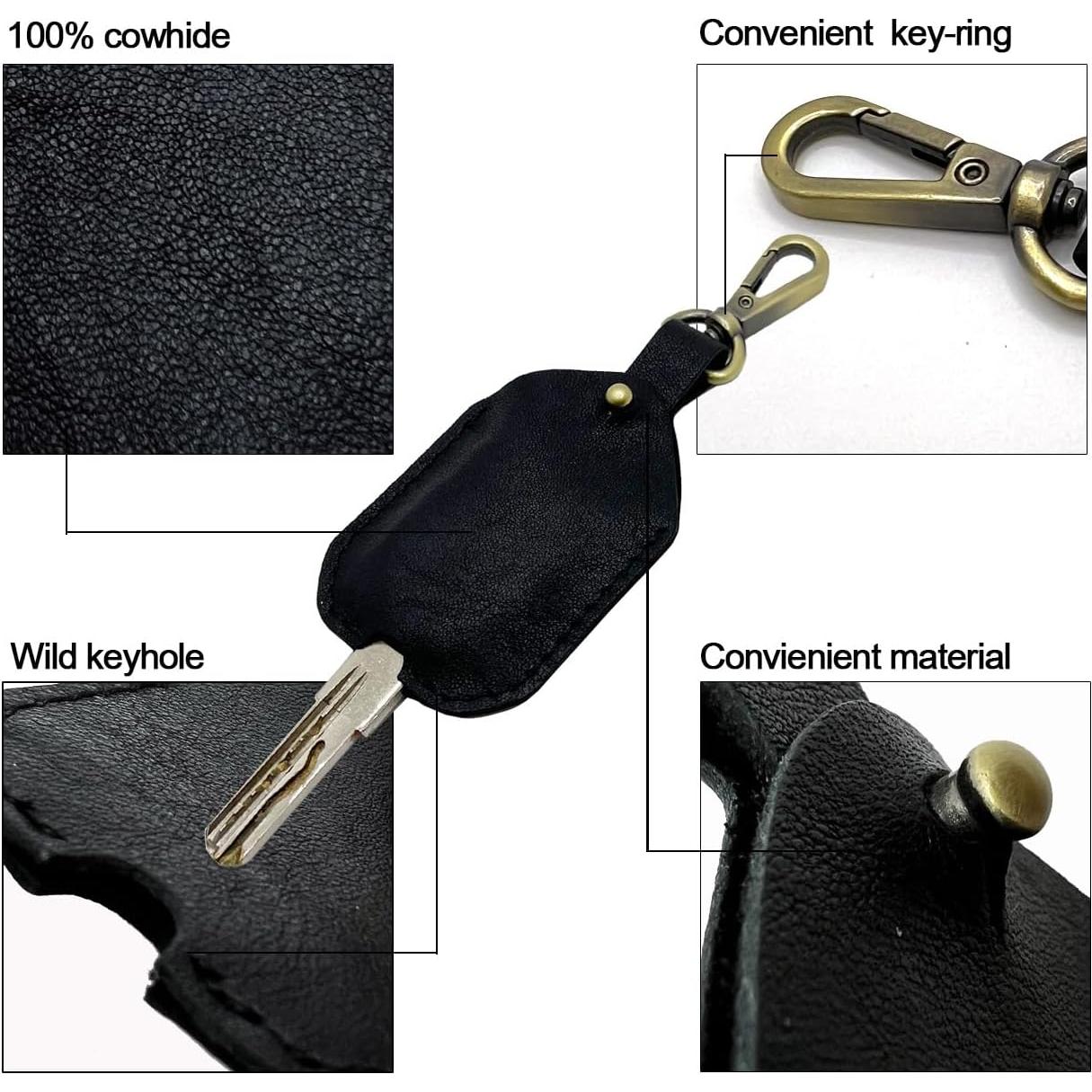 Funda de Llave de Cuero Genuino Negra con Clip de Carabinero