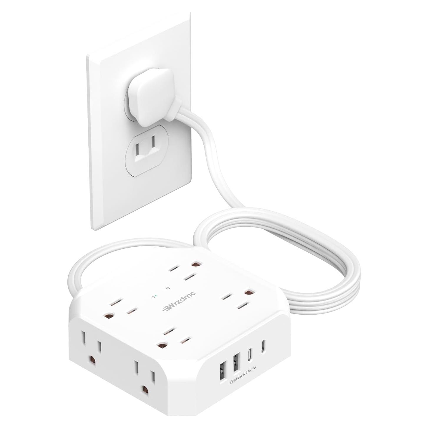 Regleta de 2 Clavijas a 3 Clavijas WRXDMC 8 Salidas AC 4 USB