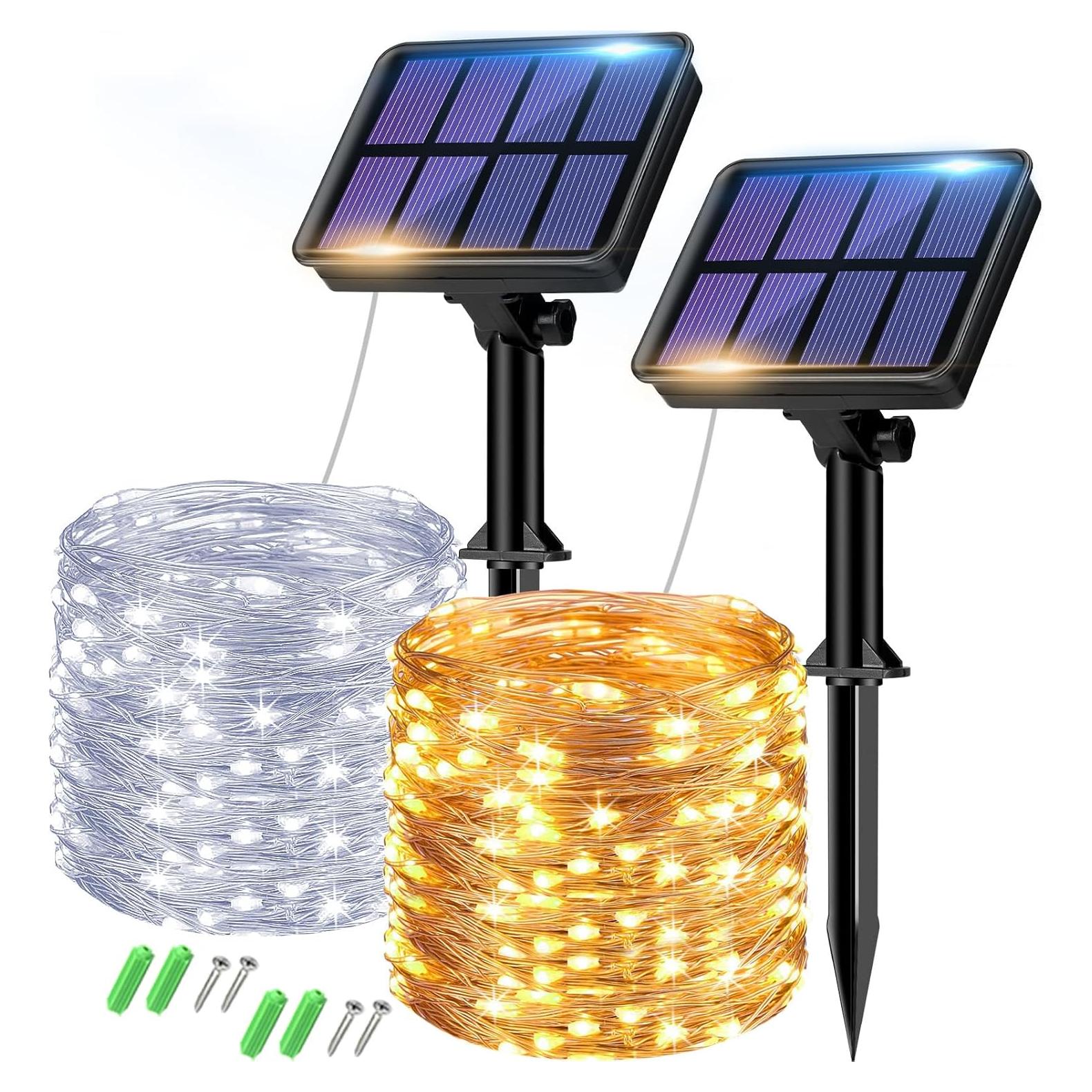 Luces de cadena solares Btfarm 160LED 20m 2 colores impermeables