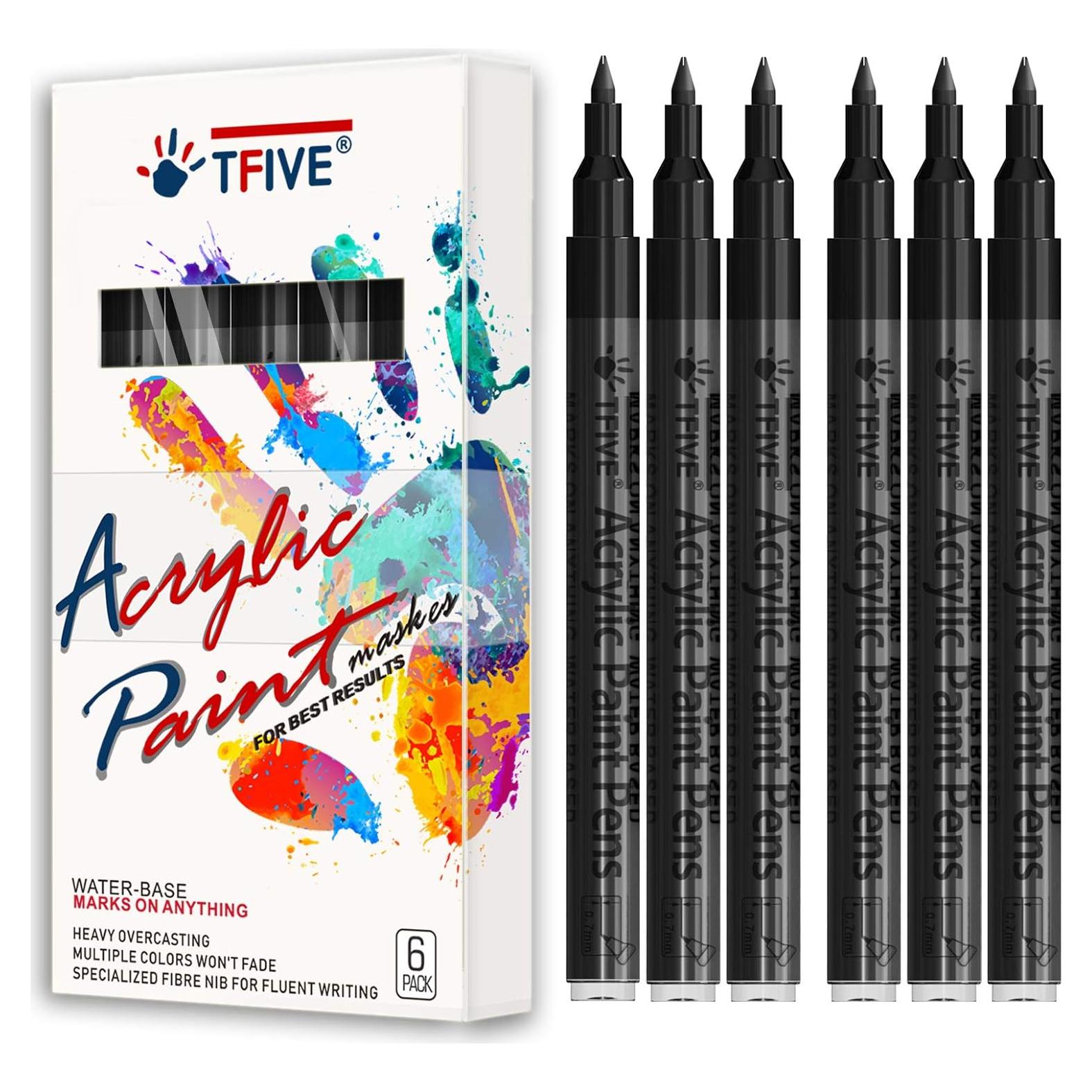 Marcadores de Pintura Acrílicos TFIVE - 6 Piezas Punta Fina 0.7mm